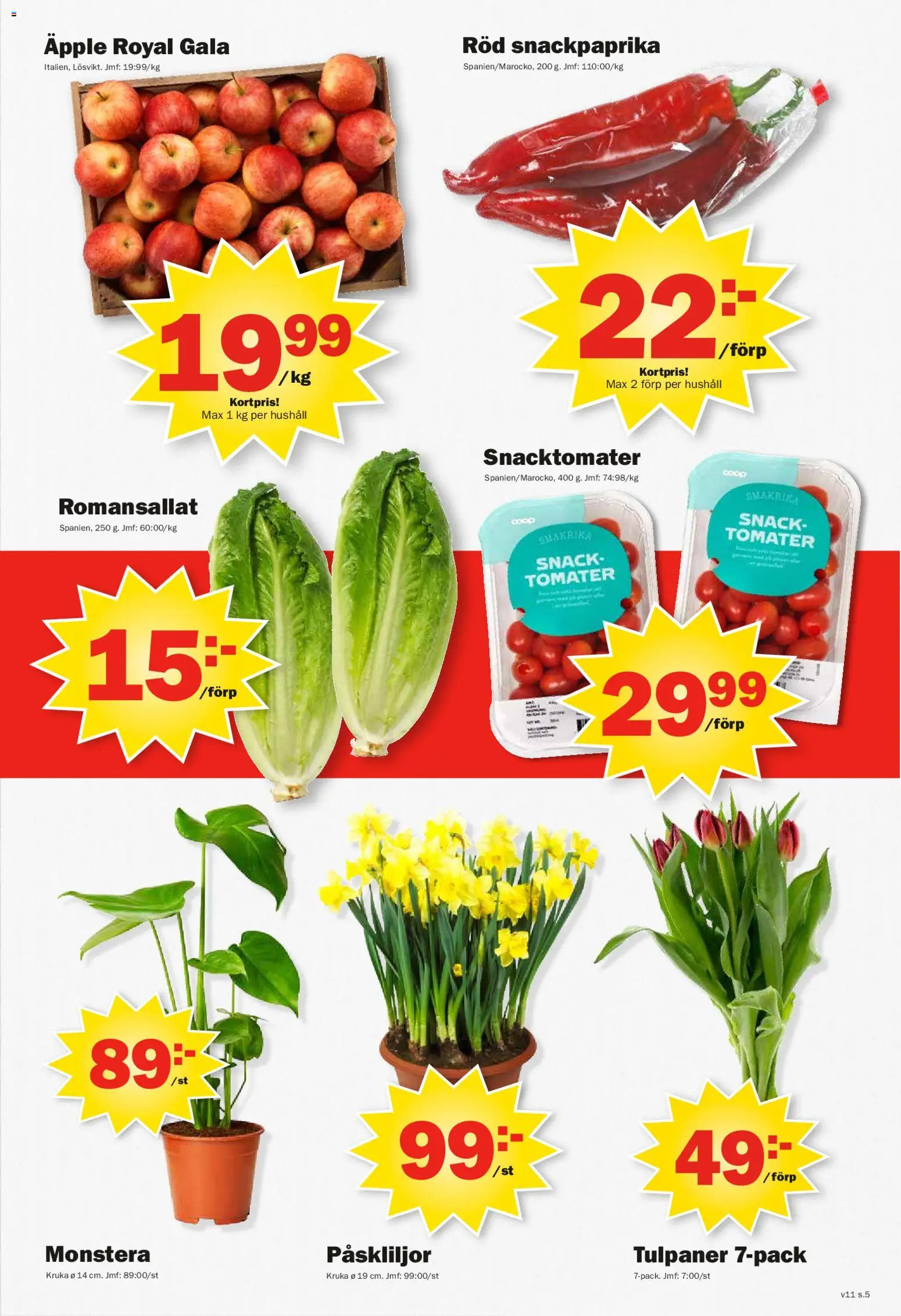 Pekås reklamblad aktuell från 09.03.2026 | Sida: 5 | Produkter: Kruka, Tomater, Äpple