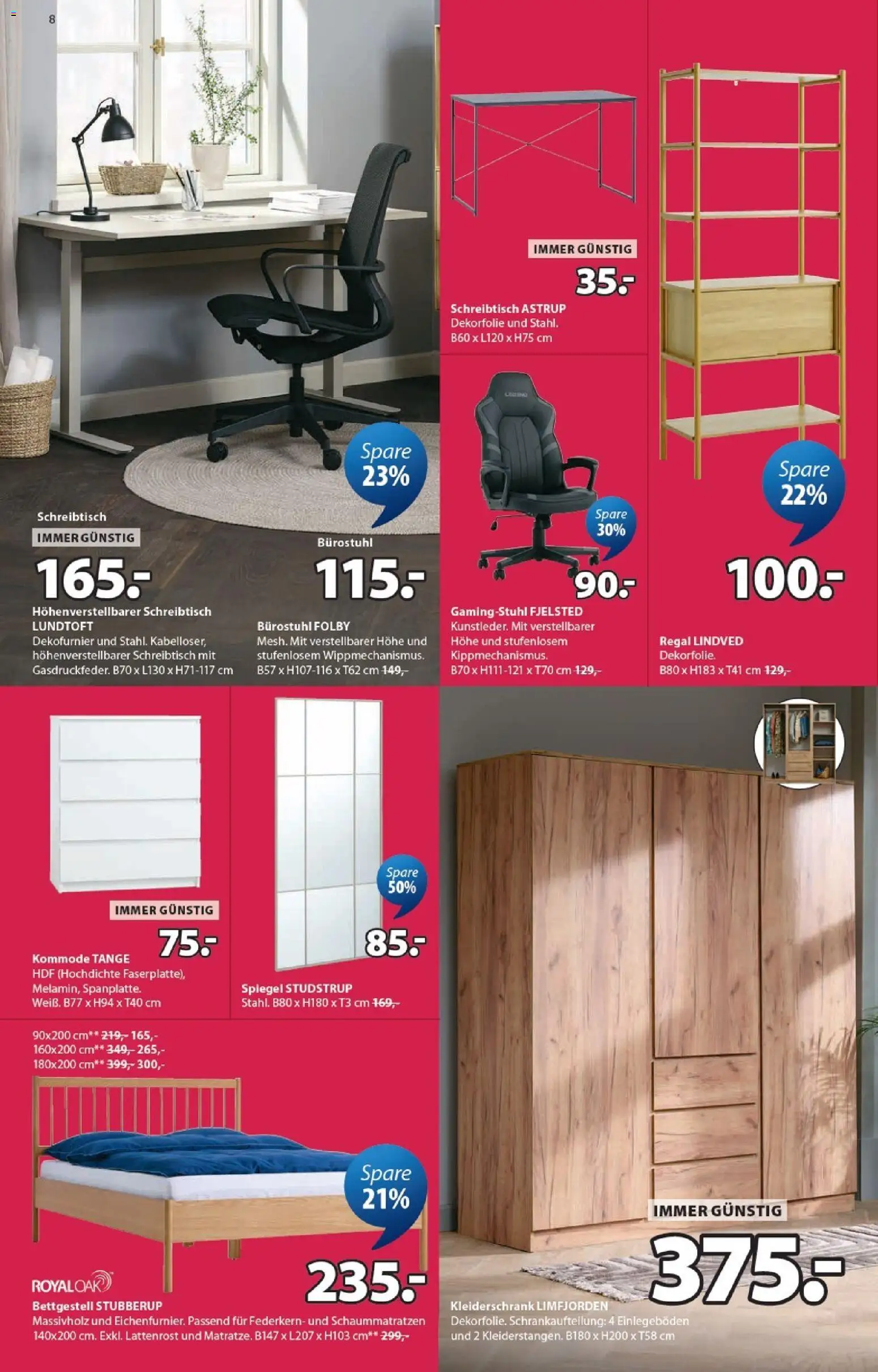 JYSK Prospekt aktuell gültig ab 10.06.2026 | Seite: 8 | Produkte: Kleiderschrank, Kommode, Lattenrost, Spiegel