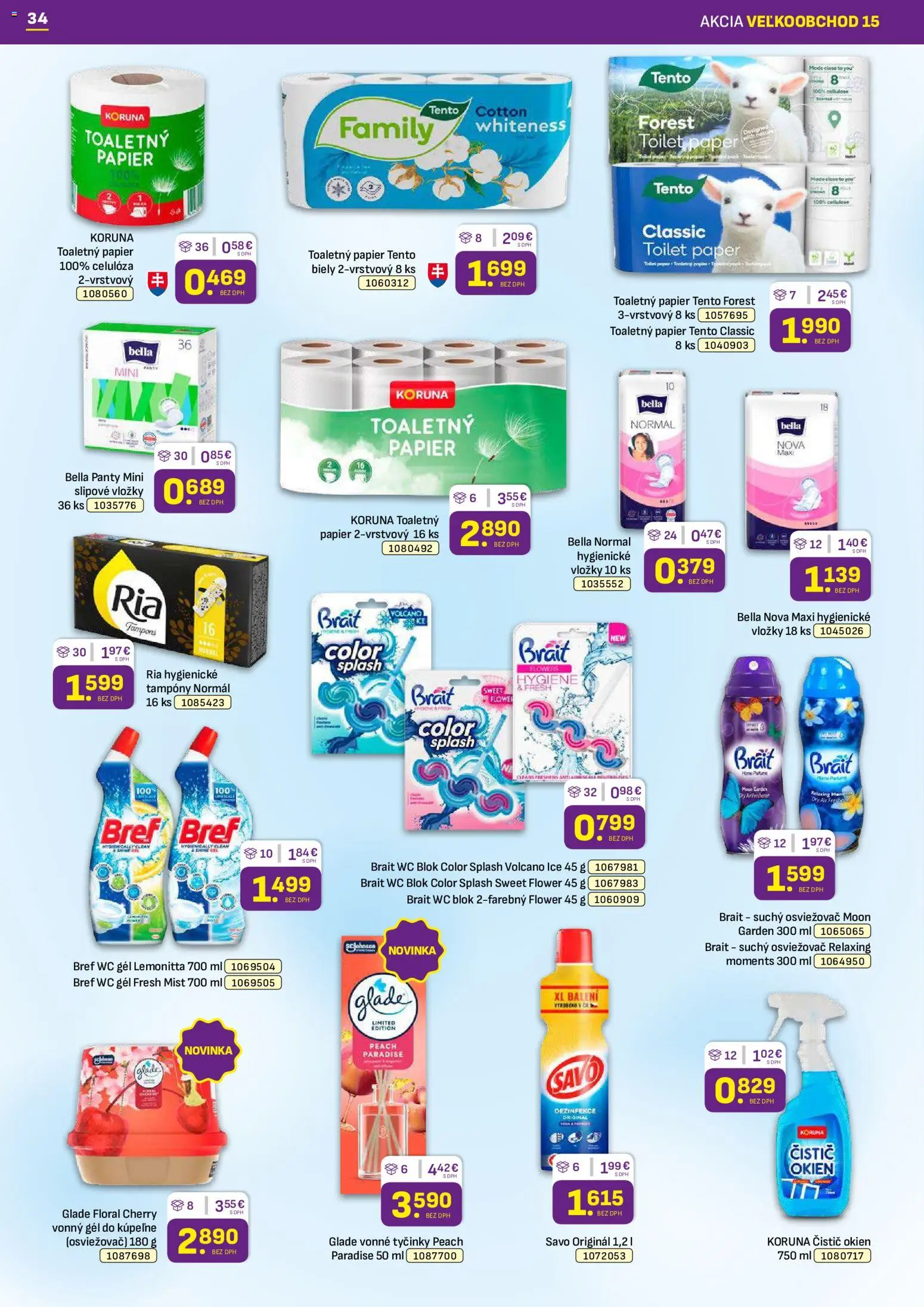 Nové Libex akcie – leták je platný od 27.07.2026 | Strana: 34 | Produkty: Čistič okien, Savo, Toaletný papier