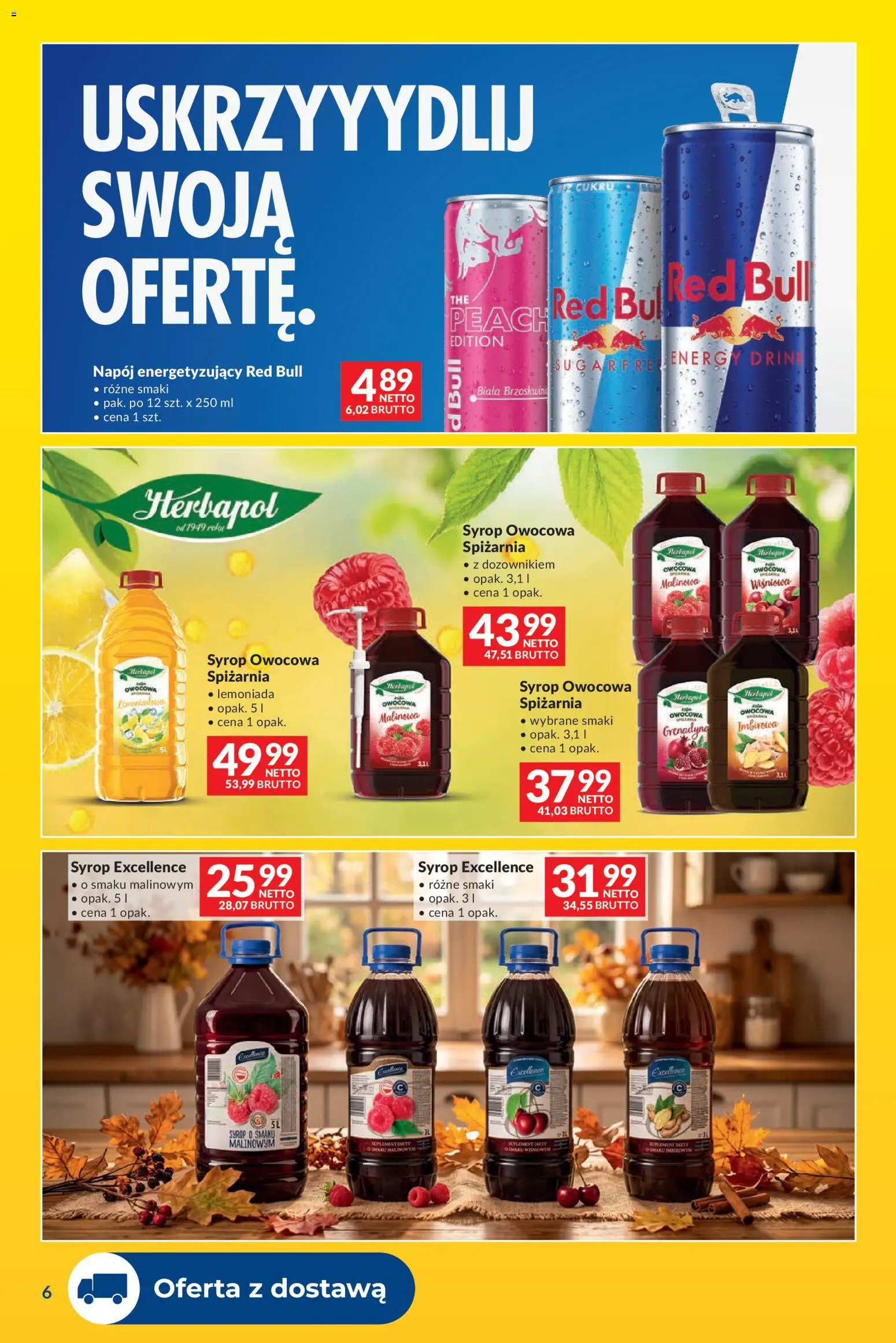 Makro gazetka - Dostawy dla gastronomii od 01.10.2026 | Strona: 6 | Produkty: Syrop, Red bull, Lemoniada