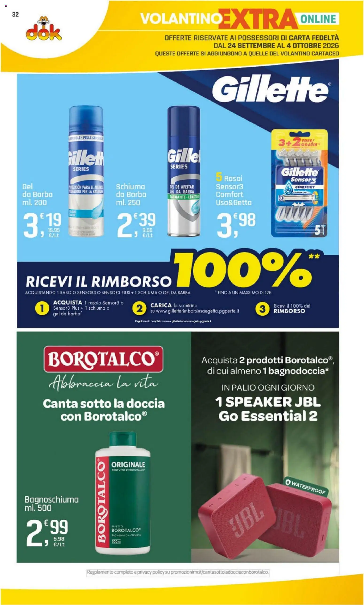 Volantino DOK del 24/09/2026 | Pagina: 32 | Prodotti: Schiuma, Bagnoschiuma, Doccia, Profumo