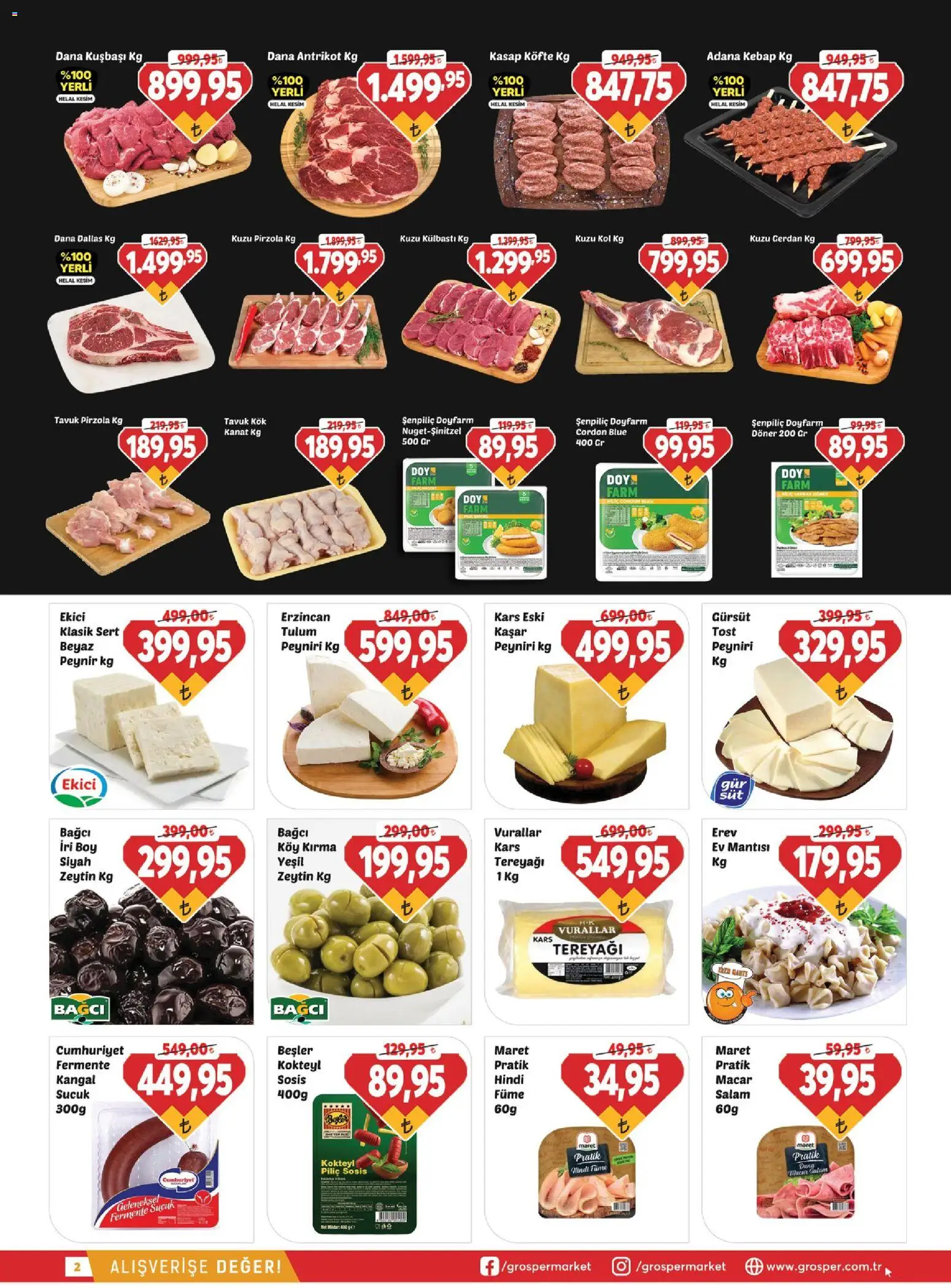 Grosper Katalog - 12 Ağustos 2026 tarihinden itibaren geçerlidir | Sayfa: 2 | Ürünler: Salam, Tulum, Pirzola, Hindi füme