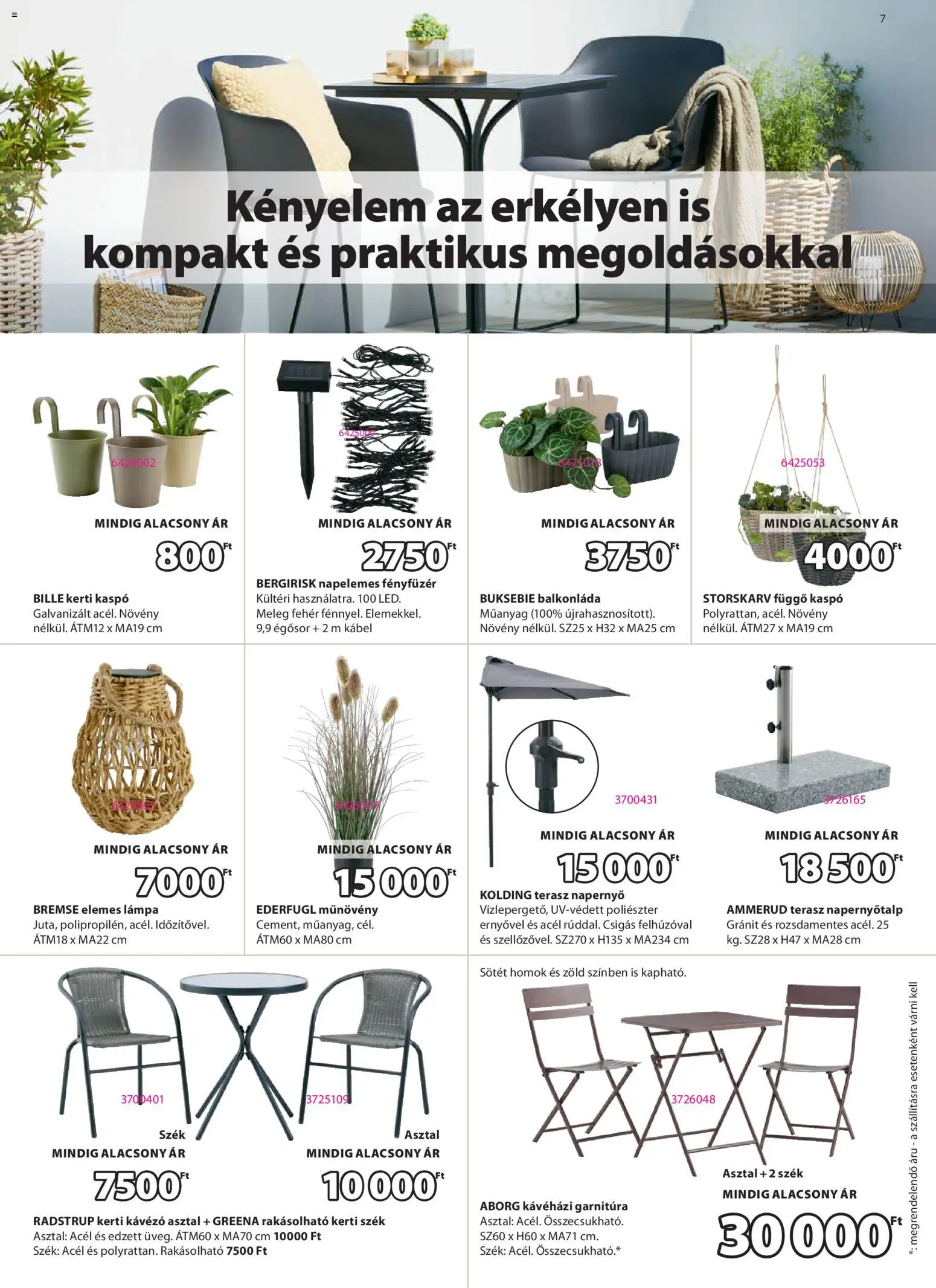 JYSK akciós ujság - amely érvényes a következő dátumtól: 29.04.2026 | Oldal: 7 | Termékek: Fényfüzér, Kábel, Lámpa, Kaspó