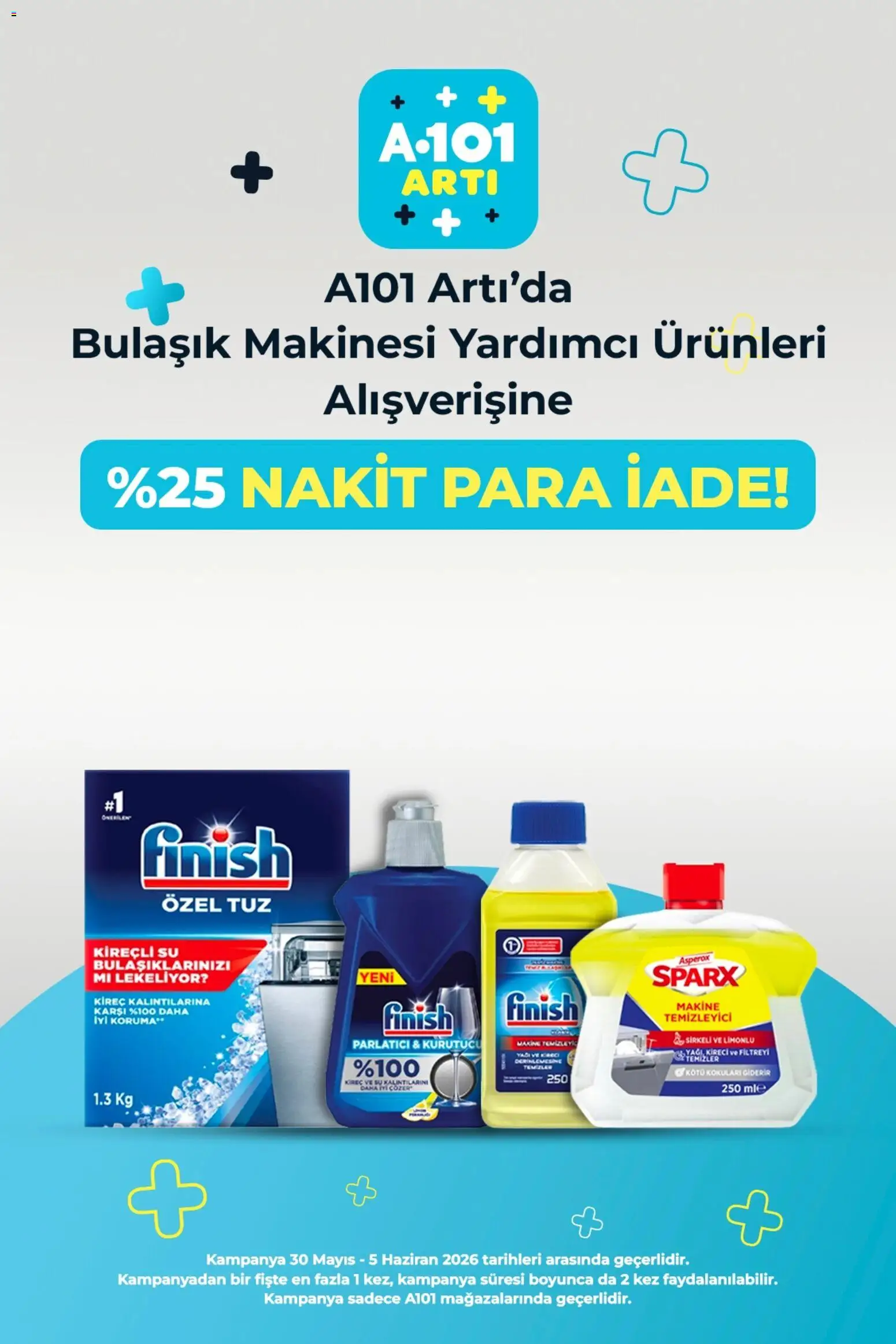 A101 - Arti - 30.05.2026 tarihinden itibaren geçerlidir | Sayfa: 1 | Ürünler: Parlatıcı, Su, Kurutucu, Bulaşık makinesi
