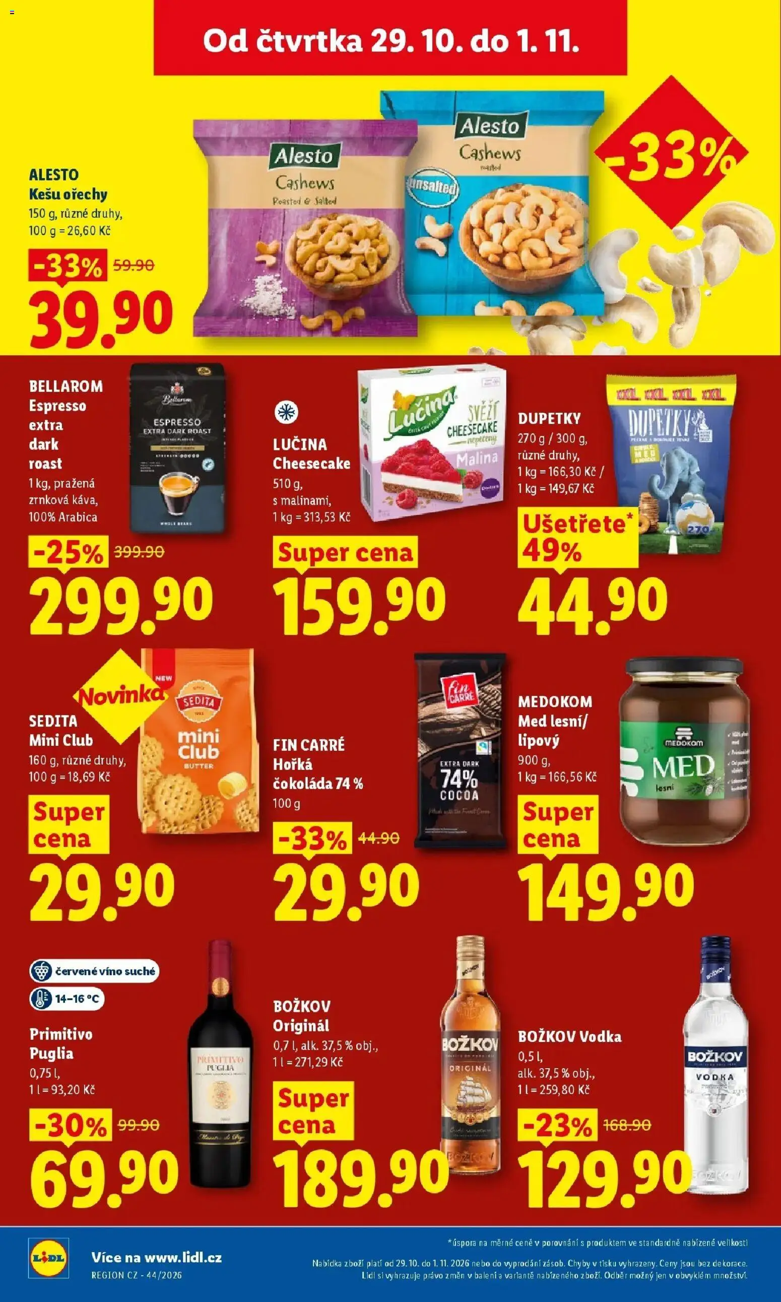 Lidl leták od 29.10.2026 - Nový akční leták | Strana: 36 | Produkty: Kešu, Bellarom espresso, Božkov originál, Bellarom