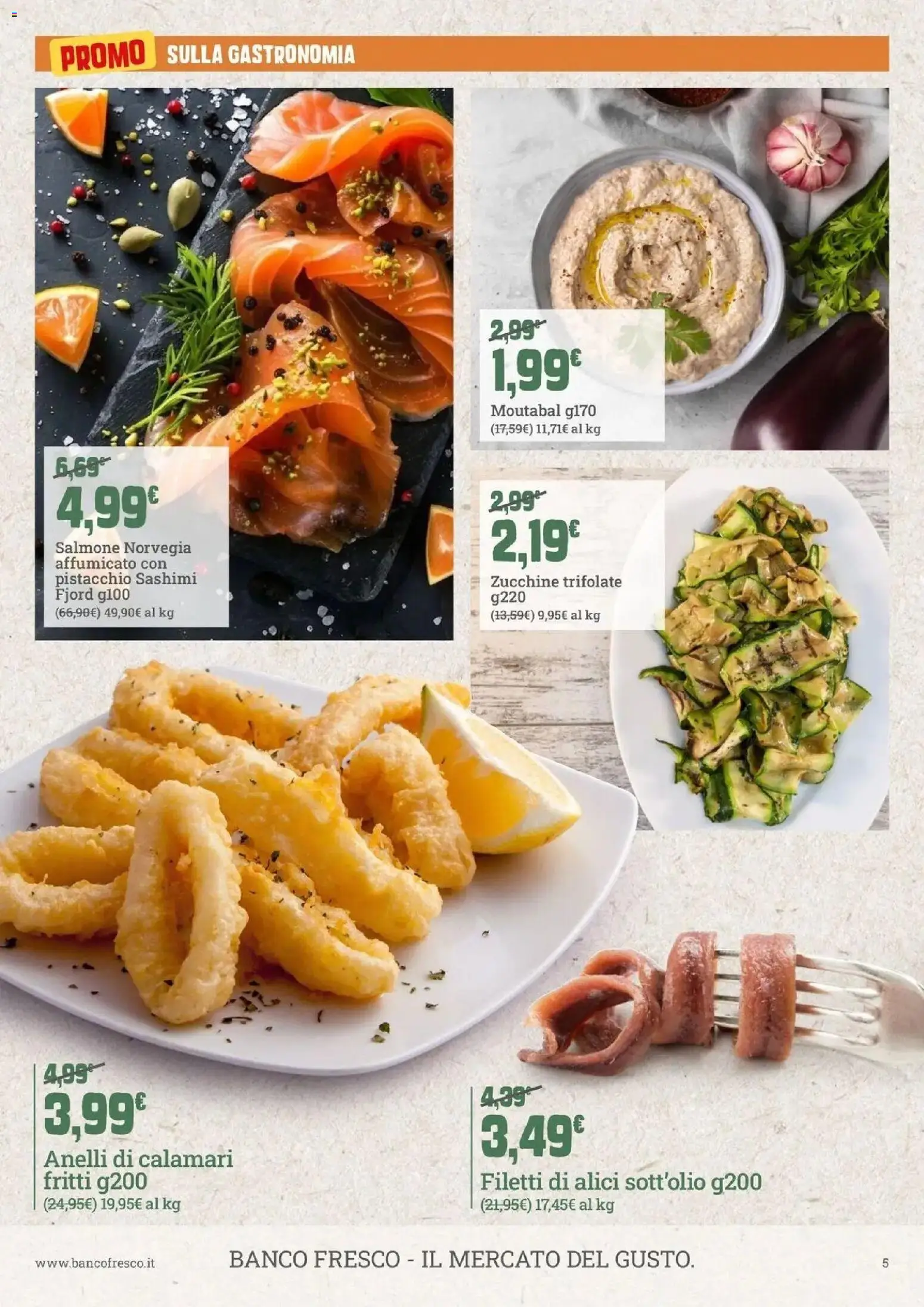 Volantino Offerte del 04.05.2026 | Pagina: 5 | Prodotti: Salmone, Calamari, Zucchine, Alici
