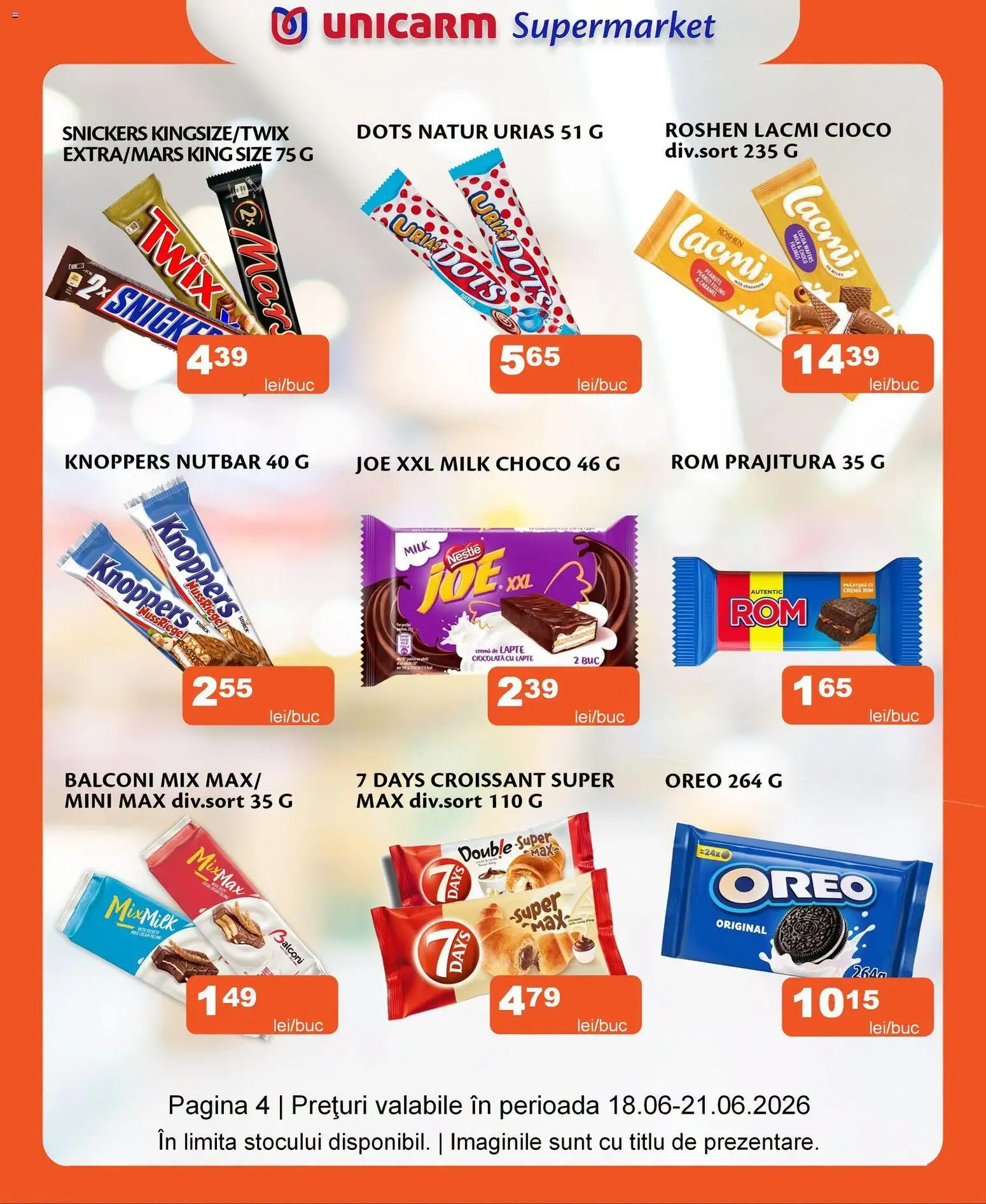 Noul catalog Unicarm – valabil de la 18.06.2026 | Pagină: 4 | Produse: Lapte, Cremă, Ciocolată, Rom