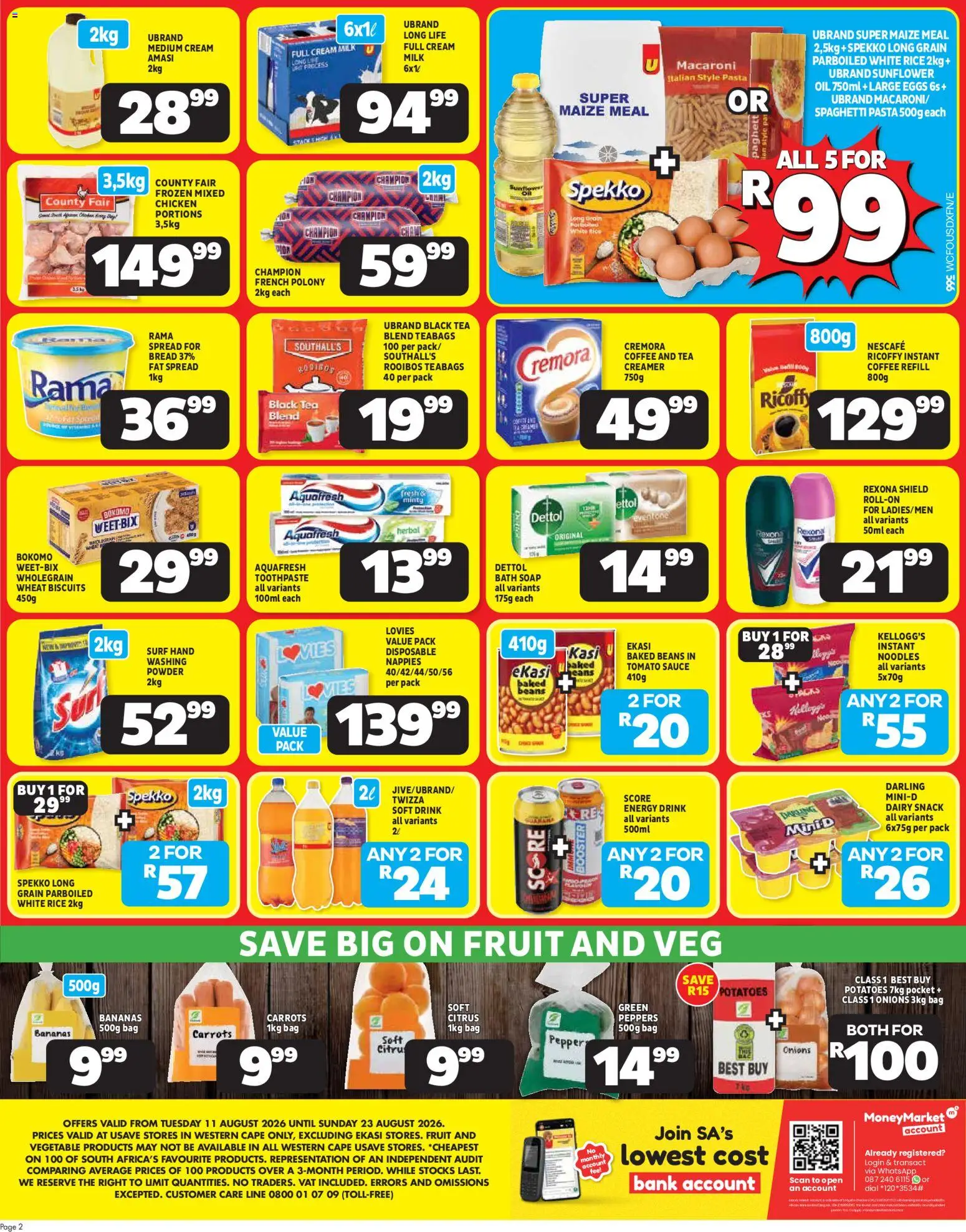 New Usave catalogue – valid from 11/08/2026 | Page: 2 | Products: Energy drink, Spaghetti, Sauce, Pepper