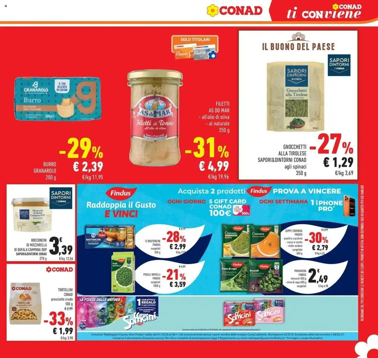 Volantino Conad del 21/10/2026 | Pagina: 25 | Prodotti: Prosciutto Crudo, Iphone, Piselli, Tonno