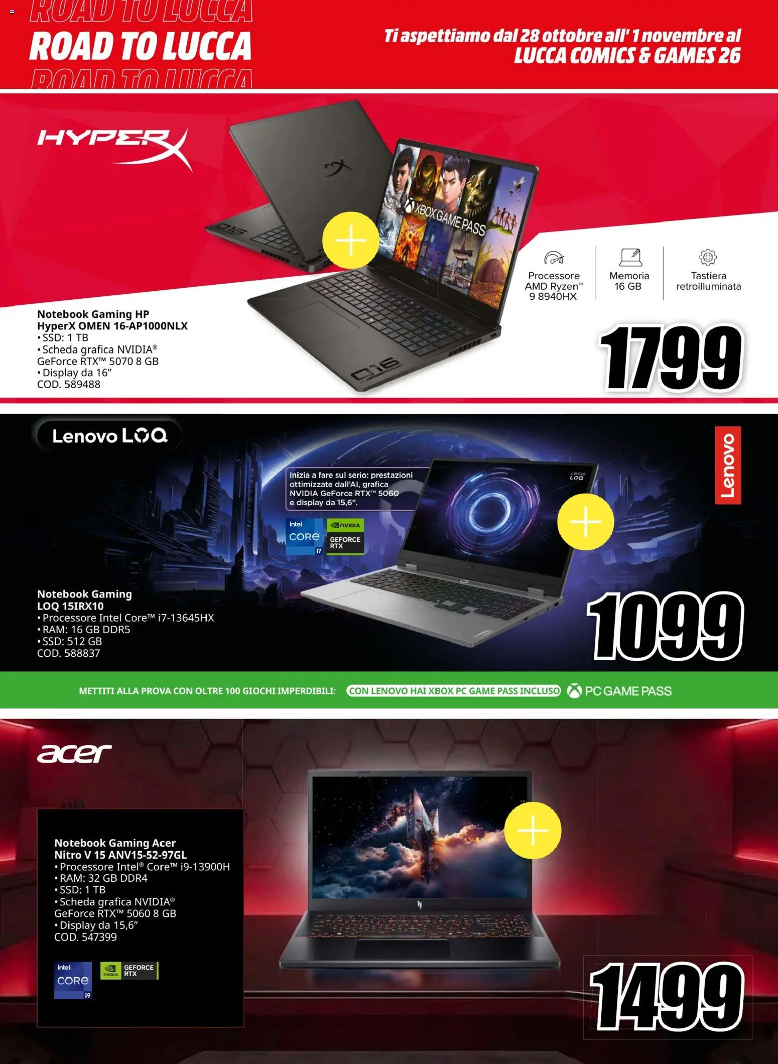 Volantino Media World del 25/10/2026 | Pagina: 2 | Prodotti: Notebook, PC, Tastiera, Xbox