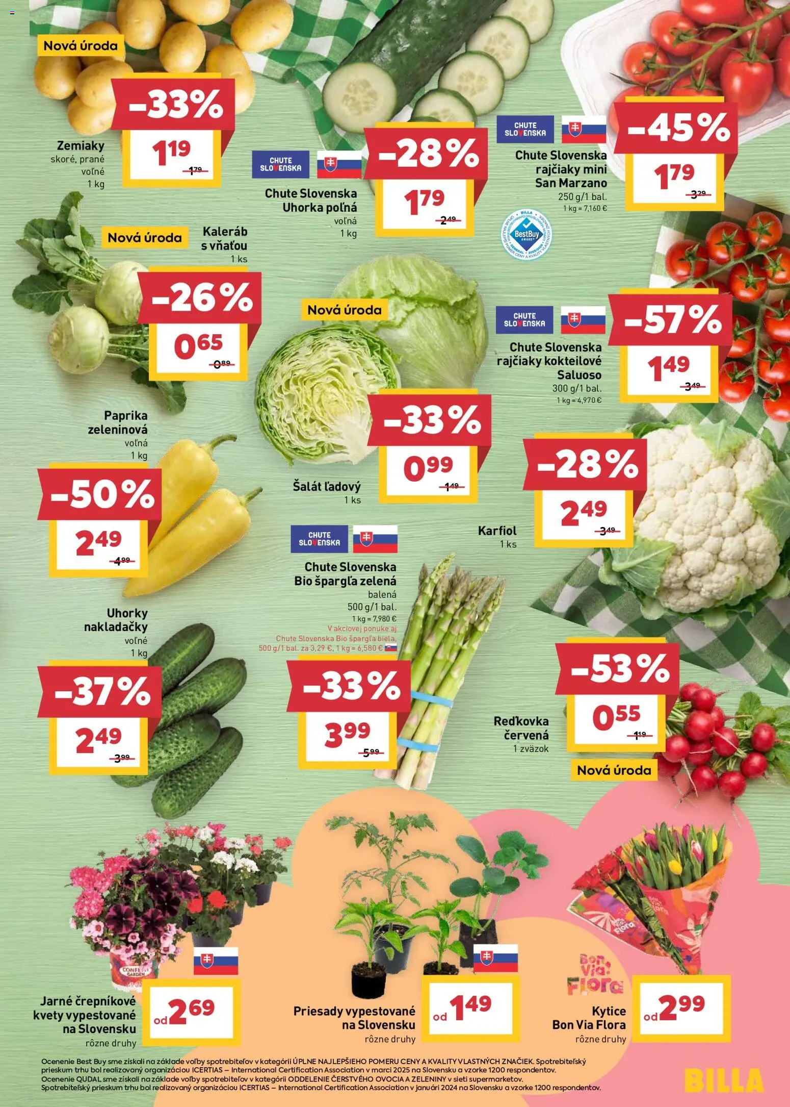 Nové Billa akcie – leták je platný od 13.05.2026 | Strana: 3 | Produkty: Paprika, Karfiol, Šalát, Zemiaky