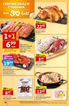 Pogląd oferty "Auchan gazetka - 30 Lat Hipermarket" - ważna od 24.09.2026 | Strona: 18 | Produkty: Mięso, Grill, Mięso wołowe, Jelita wieprzowe