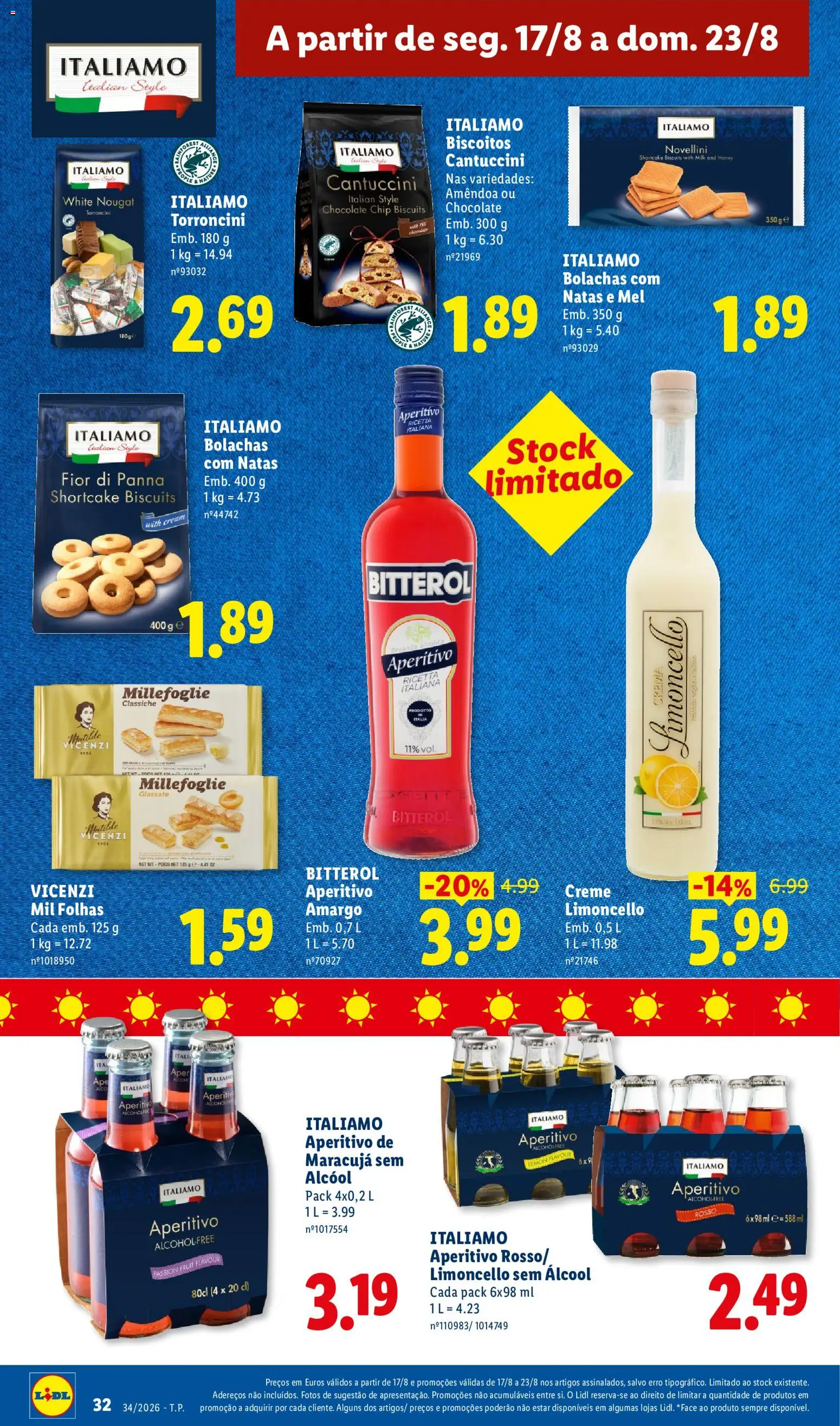Lidl folheto │ válido de 17/08/2026 | Página: 32 | Produtos: Bitterol, Bolachas, Álcool, Creme