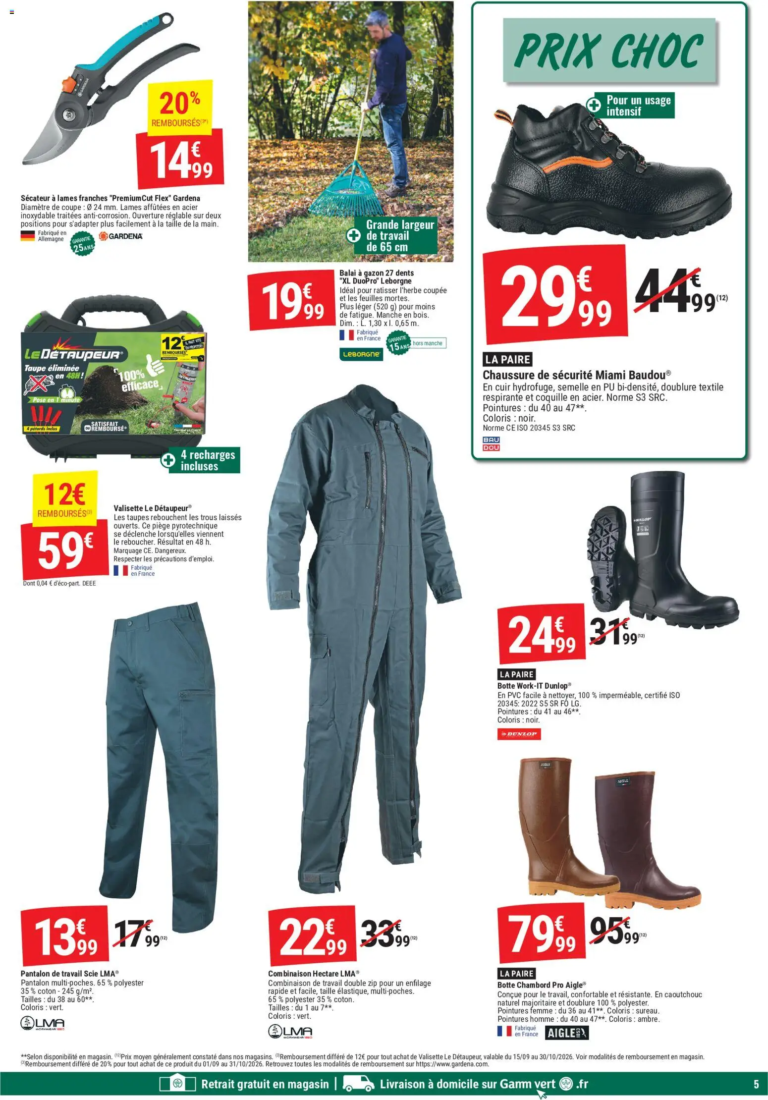 {H1} | Page: 5 | Produits: Coton, Gardena, Sécateur, Pantalon