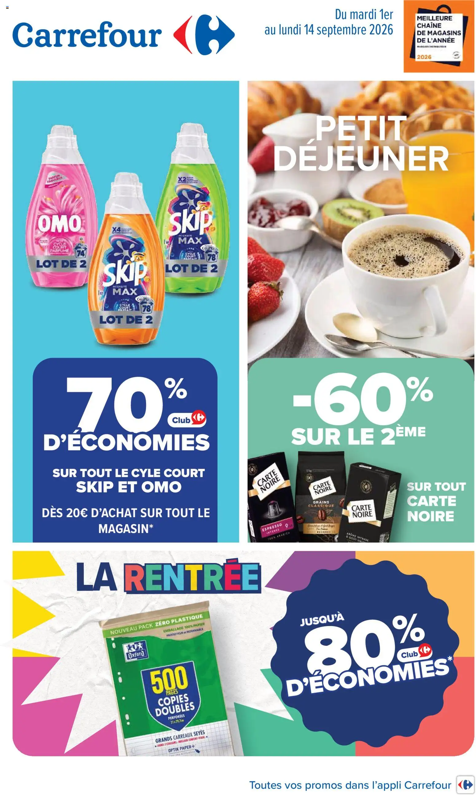 {H1} | Page: 1 | Produits: Détergent, Notebook, Skip, Carte Noire