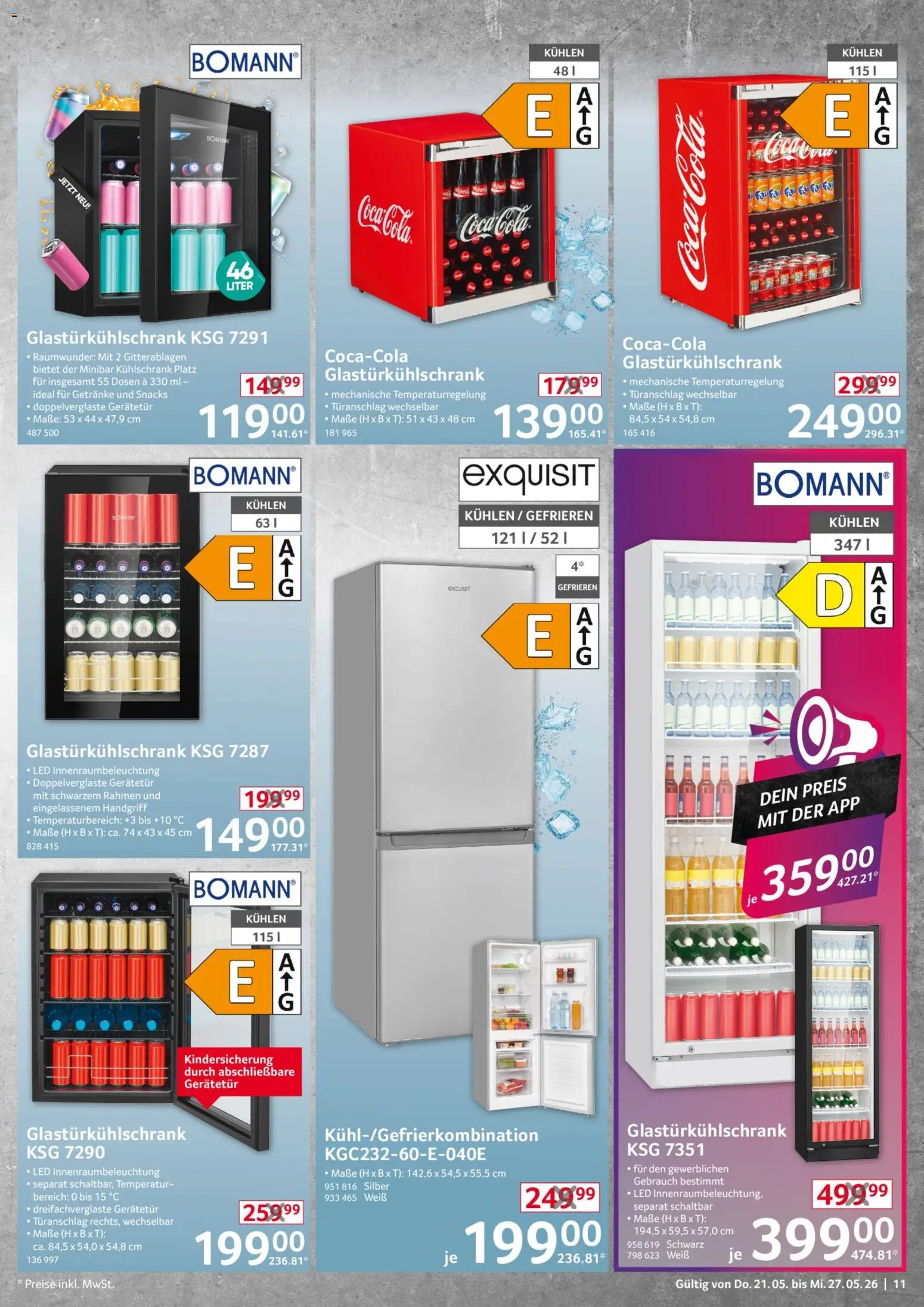 Selgros Non Food – gültig ab 21.05.2026 | Seite: 11 | Produkte: Coca cola, Cola, Kühlschrank