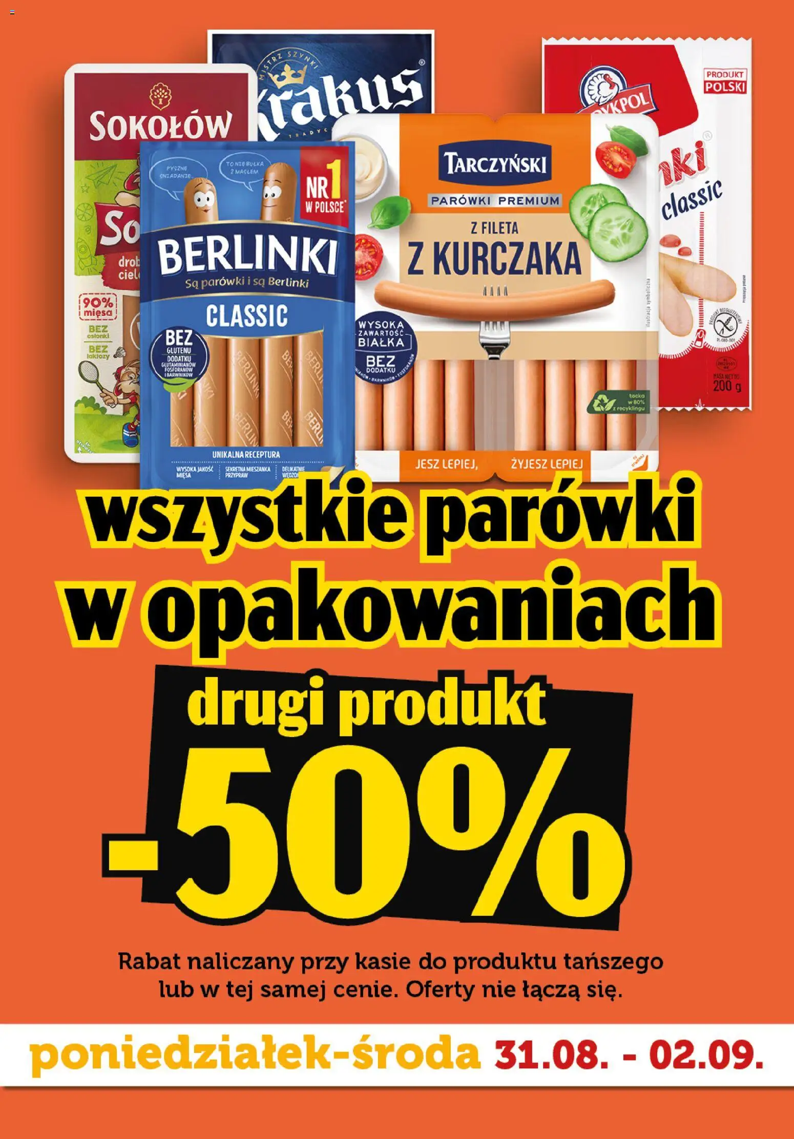 Topaz gazetka - Superstart tygodnia od 31.08.2026 | Strona: 3 | Produkty: Drób, Parówki, Bułka, Berlinki