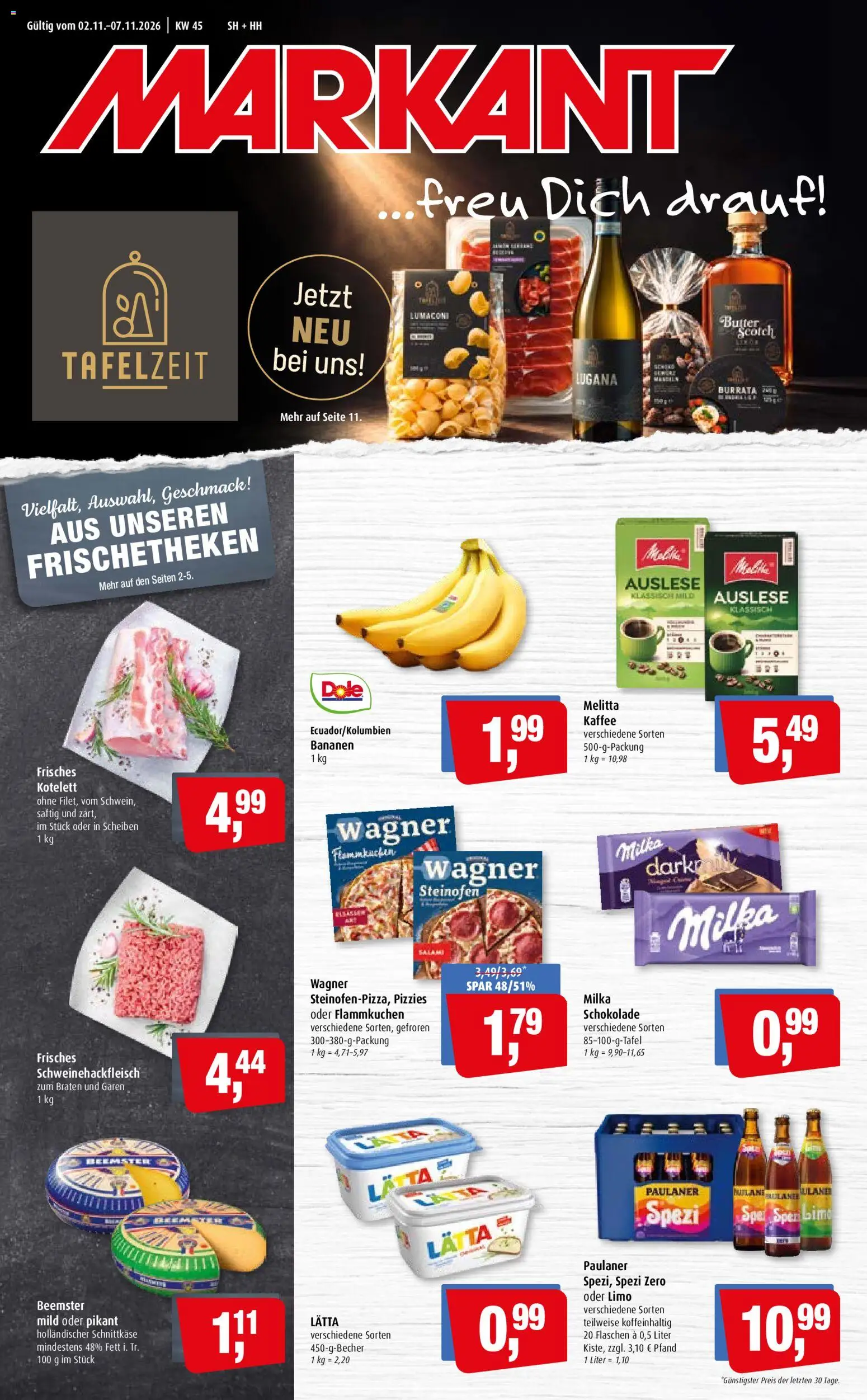 Markant Prospekt – gültig ab 02.11.2026 | Seite: 1 | Produkte: Melitta, Kaffee, Schokolade, Bananen