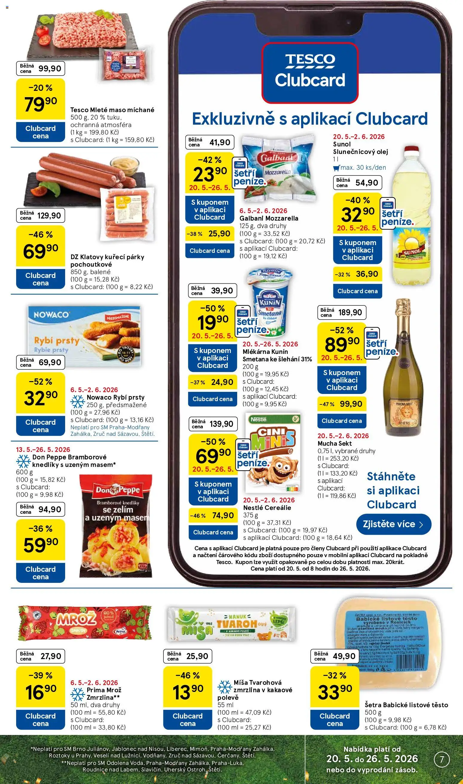 Tesco leták - Supermarket od 20.05.2026 | Strana: 7 | Produkty: Listové těsto, Zmrzlina, Mleté maso, Slunečnicový olej