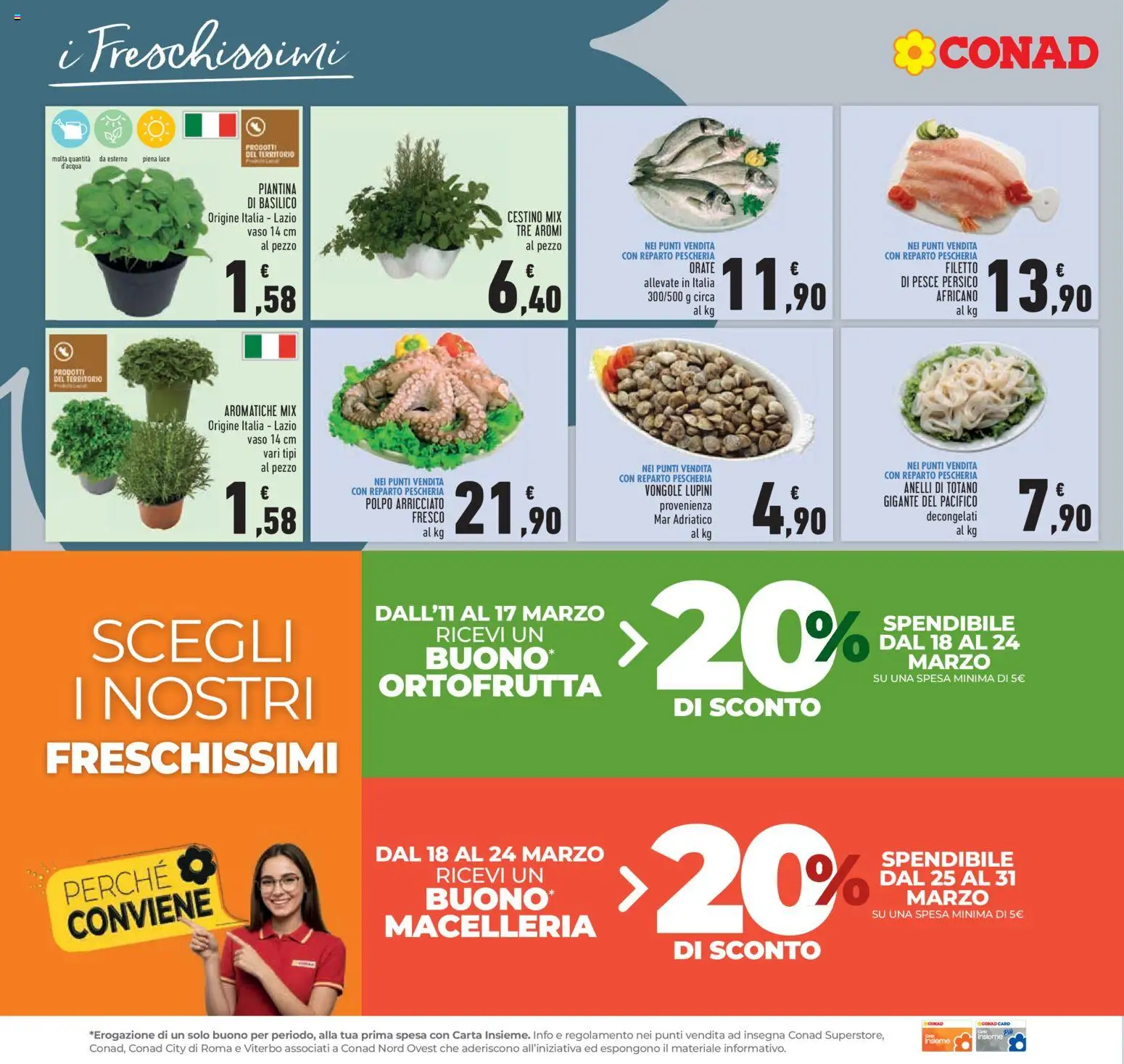 Volantino Conad del 11.03.2026 | Pagina: 8 | Prodotti: Vongole, Basilico, Totano, Cestino