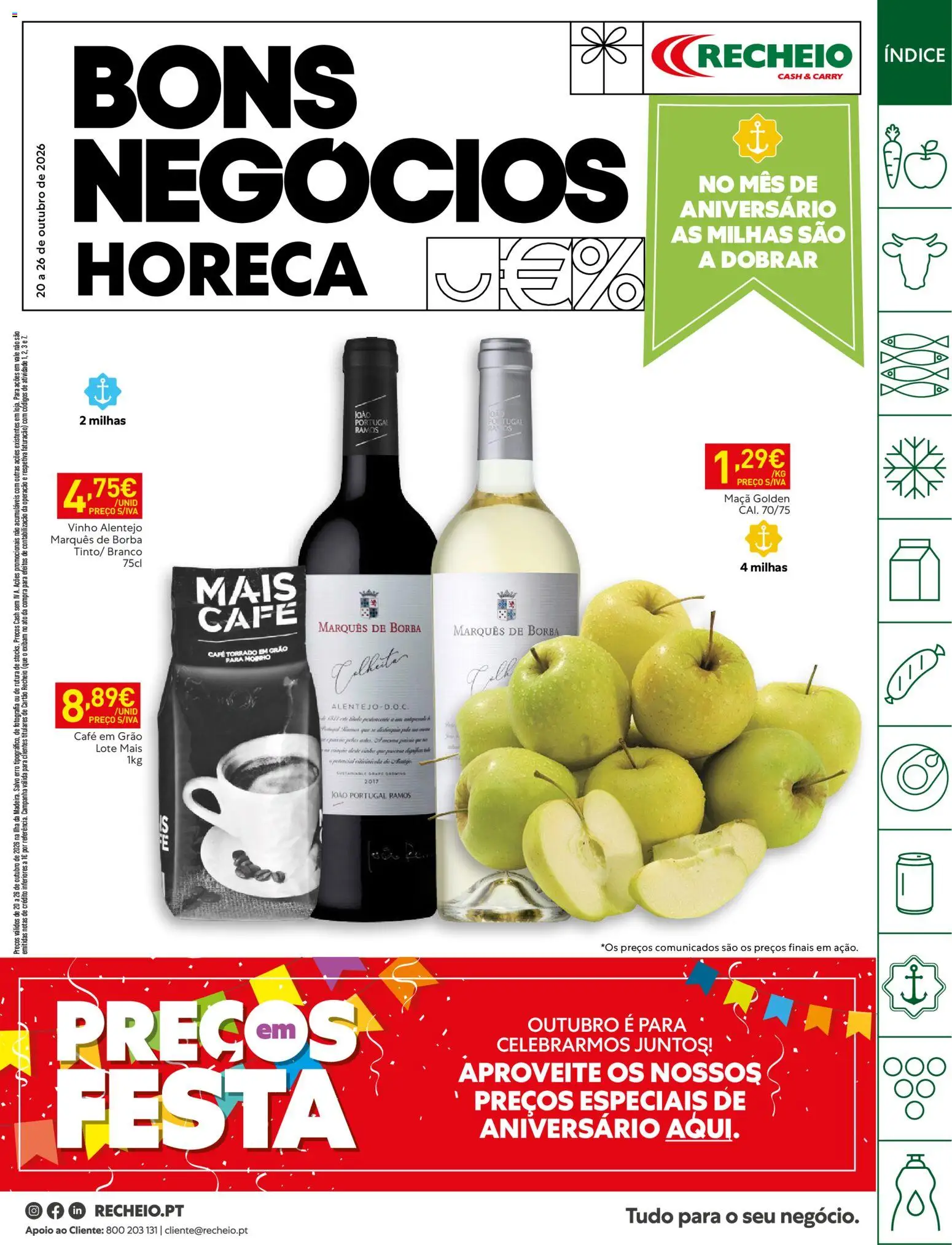 Recheio folheto Horeca Madeira │ válido de 20/10/2026 | Página: 1 | Produtos: Café em grão, Café, Maça, Vinho