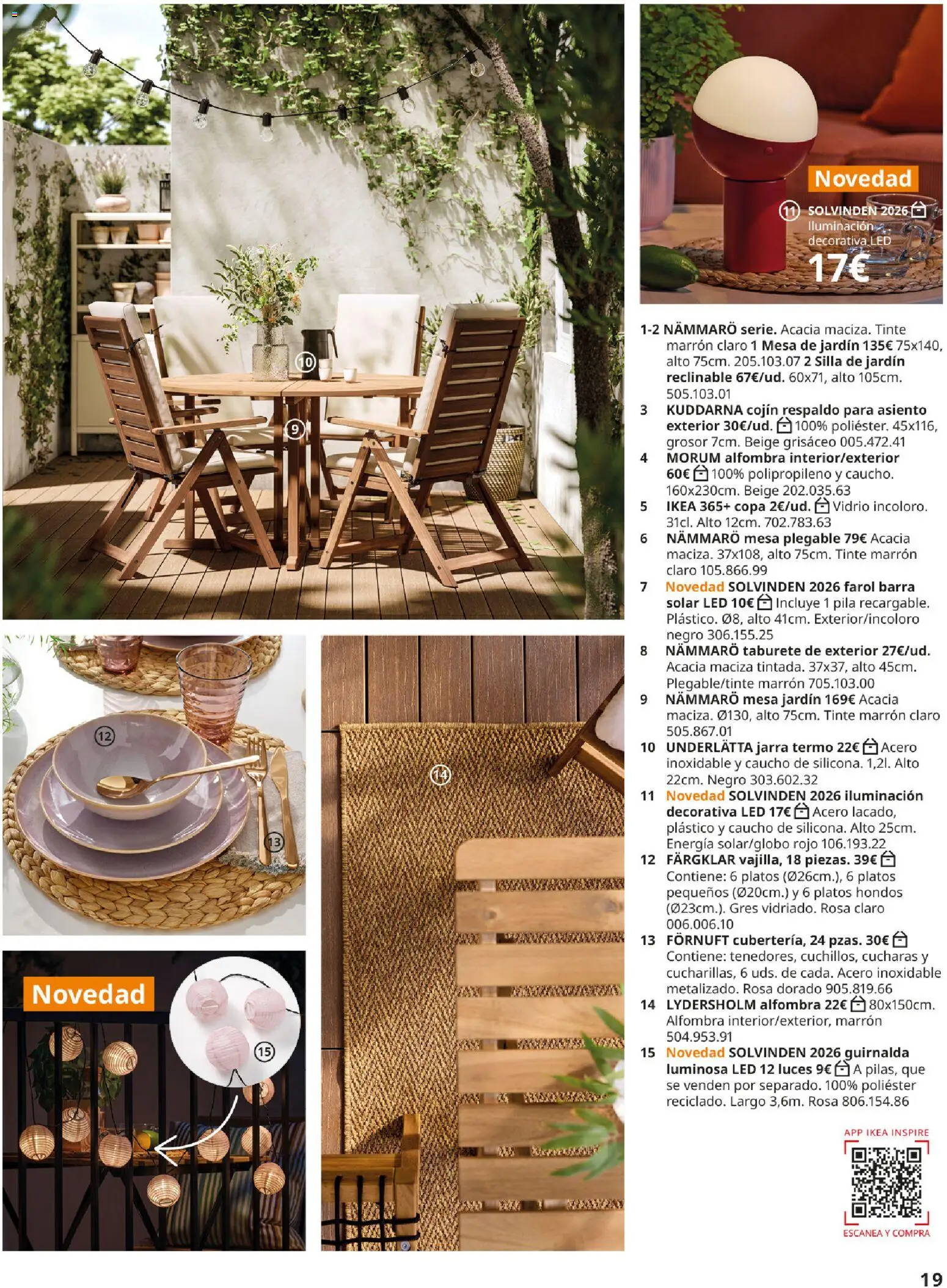 Catálogo IKEA Muebles de exterior │ válido desde el 17/12/2025 | Página: 19 | Productos: Mesa de jardín, Tinte, Mesa plegable, Iluminación