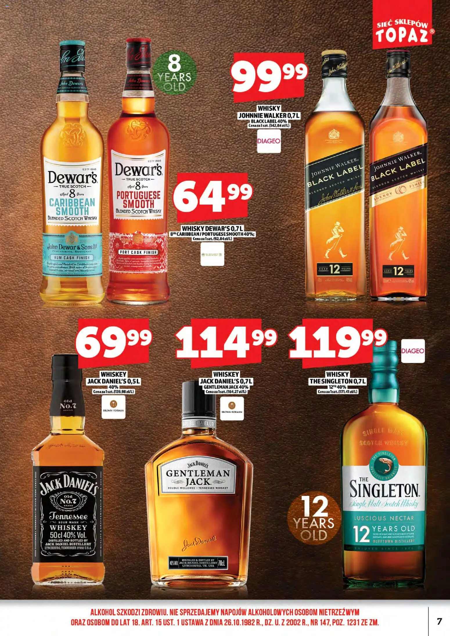 Topaz gazetka alkoholowa od 15.05.2026 | Strona: 9 | Produkty: Gentleman Jack, Black Label, Rum, Alkohol