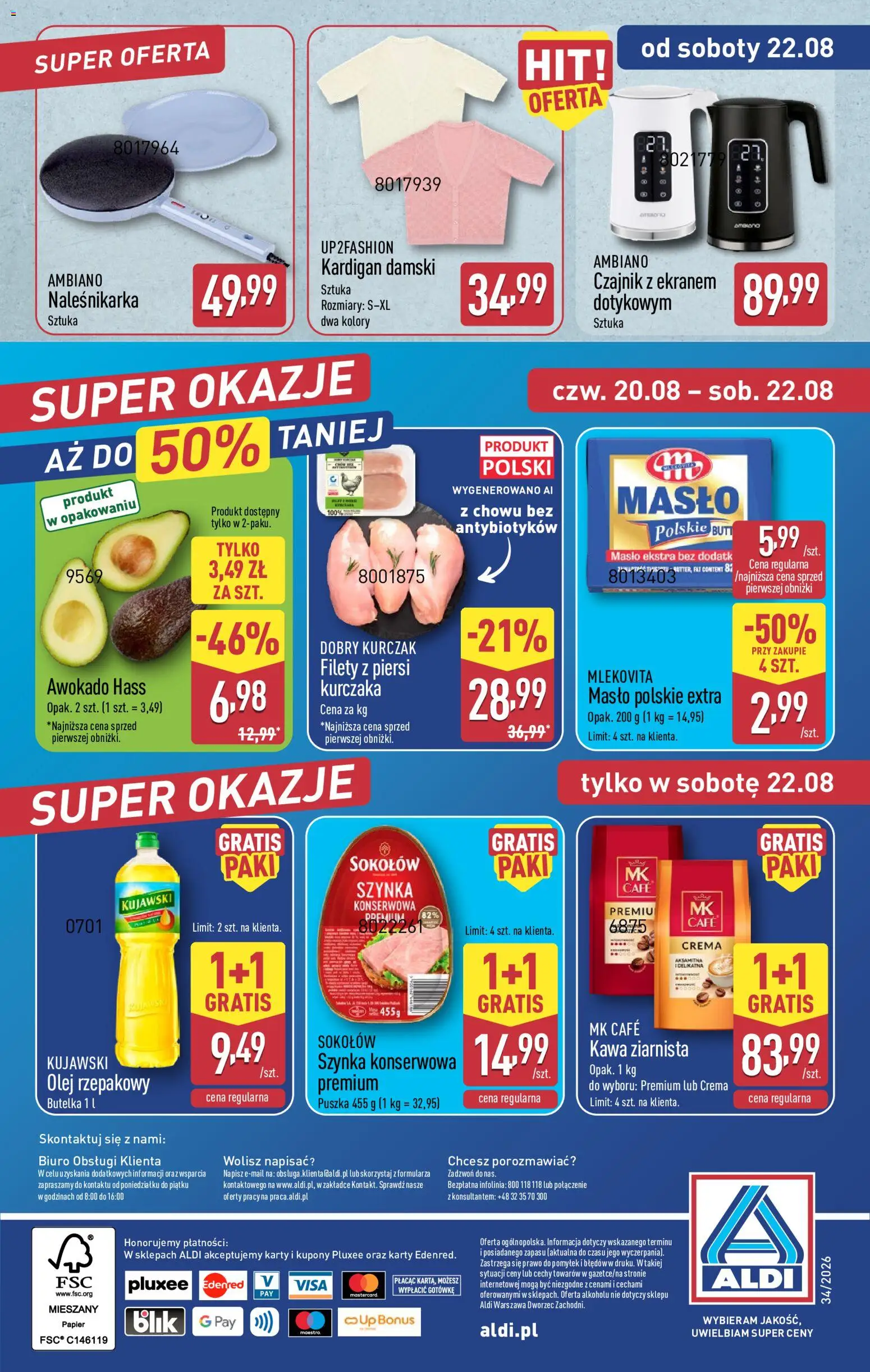 Aldi Polsko leták od 17.08.2026 | Strana: 44 | Produkty: Máslo, Olej, Crema, Karty