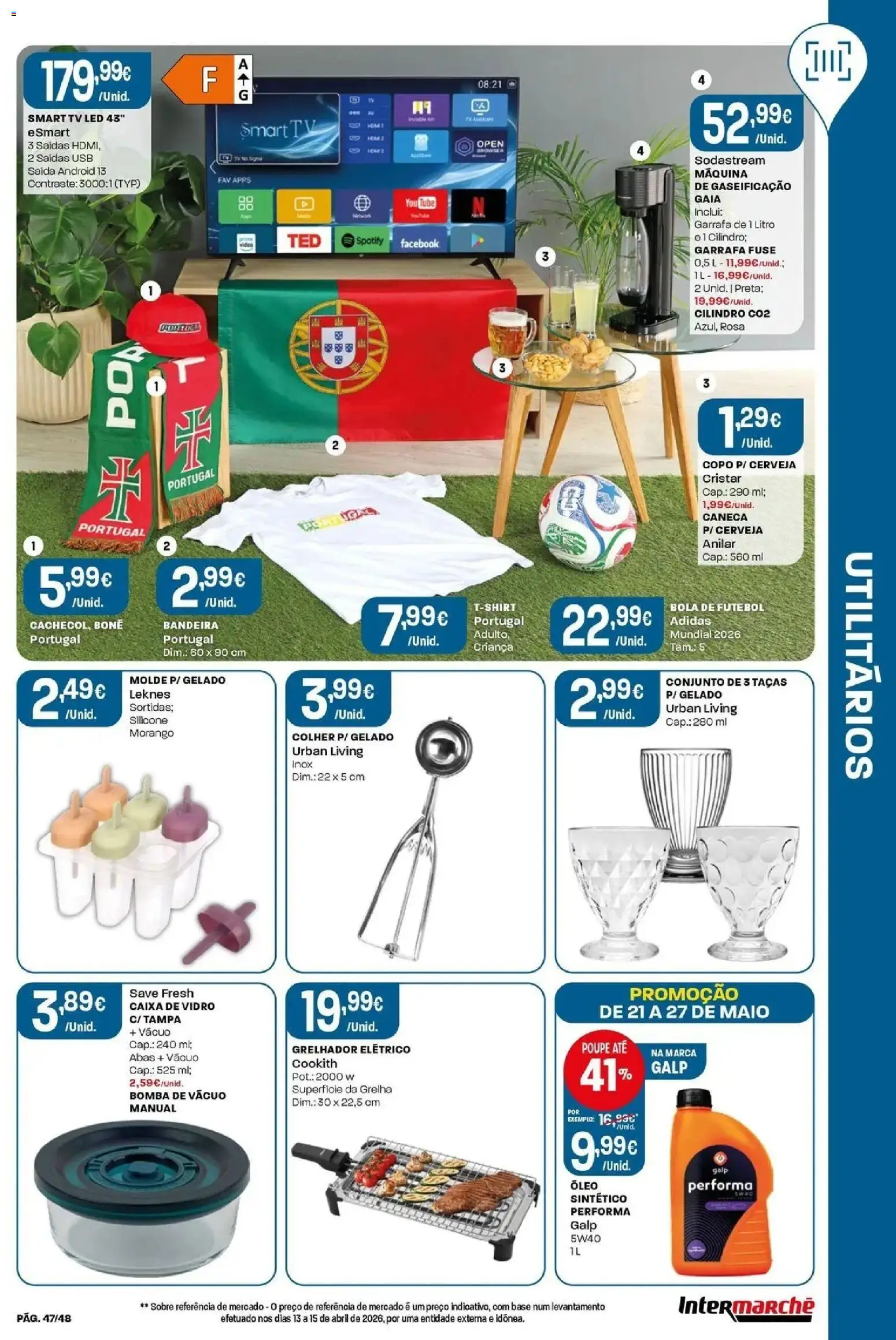 Intermarché - Isto é que são preços BAIXOS! │ válido de 21.05.2026 | Página: 47 | Produtos: USB, Tv led, Base, Gelado