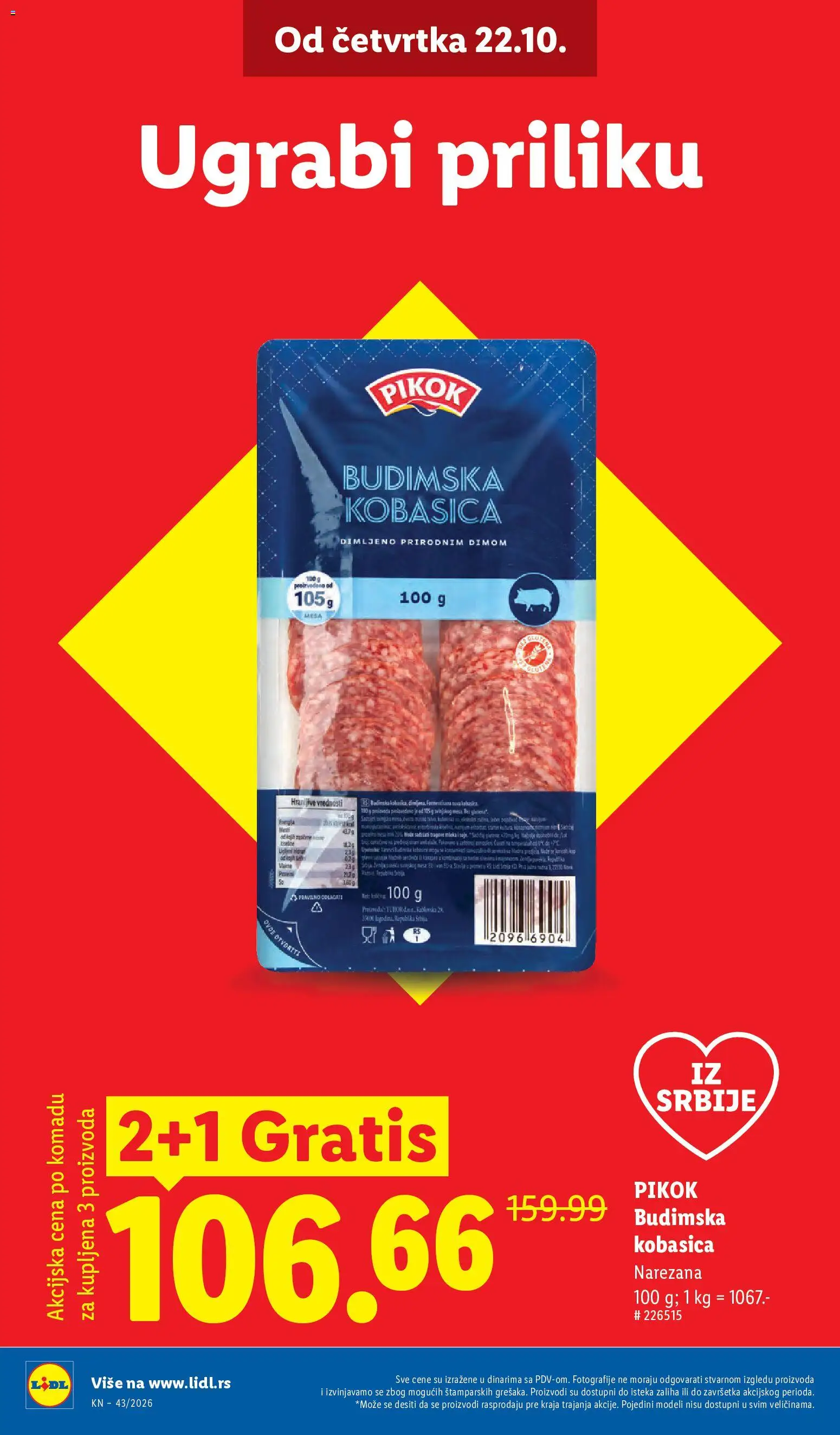 Lidl katalog - važi od 22.10.2026 | Strana: 4 | Proizvode: Budimska kobasica, Kobasica
