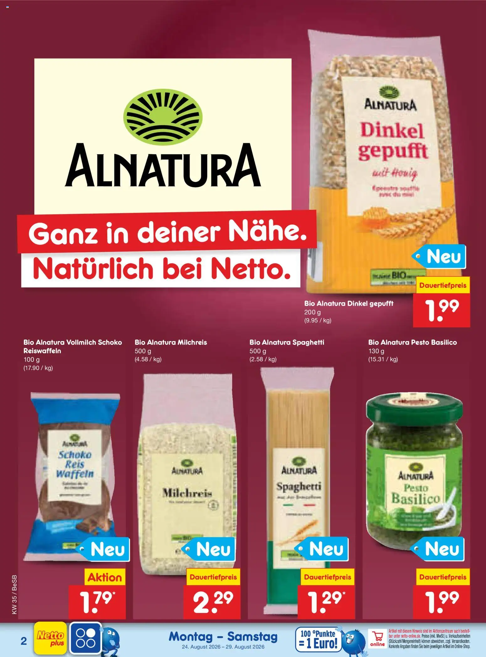 Netto Marken-Discount Prospekt – gültig ab 24.08.2026 | Seite: 48 | Produkte: Spaghetti, Waffeln, Reis
