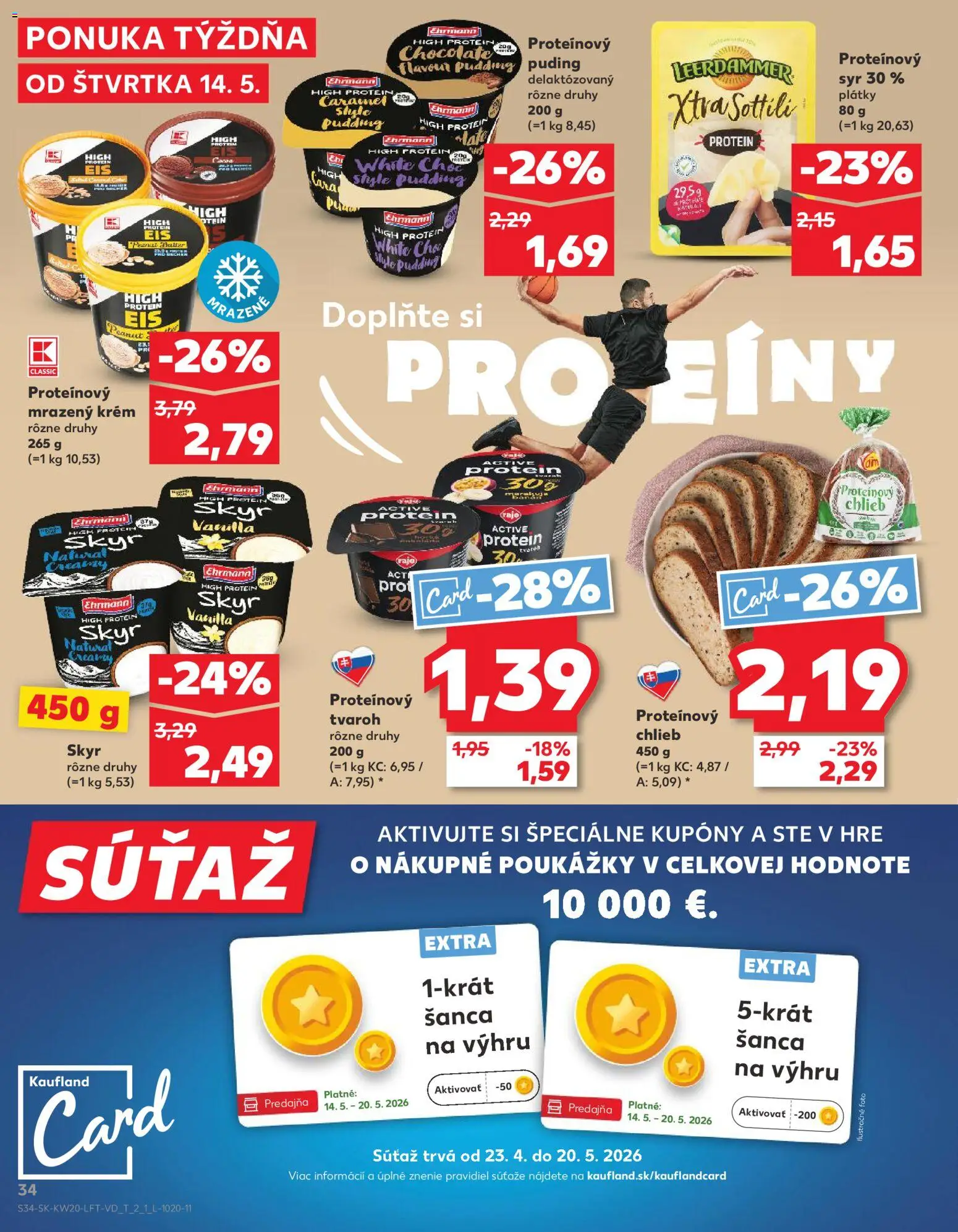Nové Kaufland akcie – leták je platný od 14.05.2026 | Strana: 34 | Produkty: Skyr, Proteínový chlieb, Krém, Tvaroh