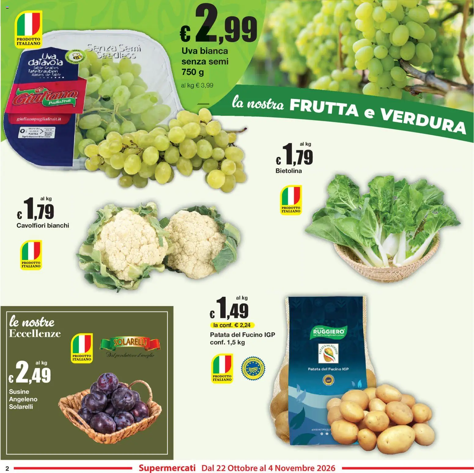 Volantino Sì con Te del 22/10/2026 | Pagina: 2 | Prodotti: Frutta, Uva, Susine