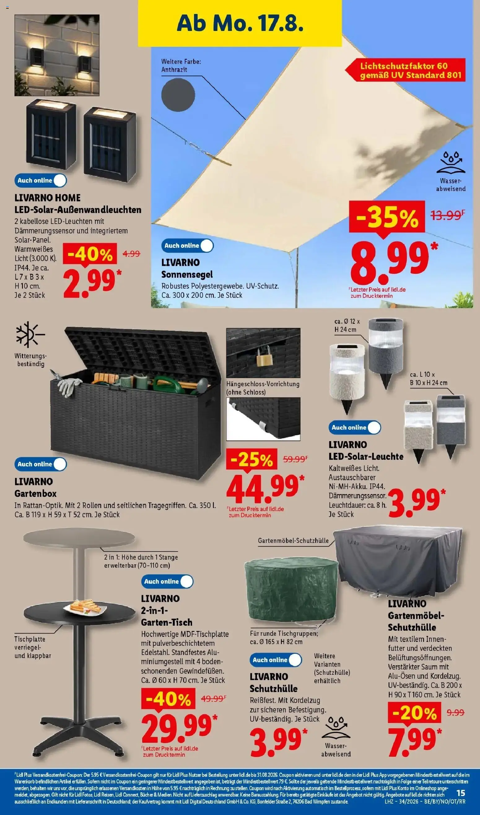 Lidl Prospekt Hof-innenstadt (ab 17.08.2026) zum Blättern » Angebote | Seite: 33 | Produkte: Gartenmöbel, Box, Bad, Wasser