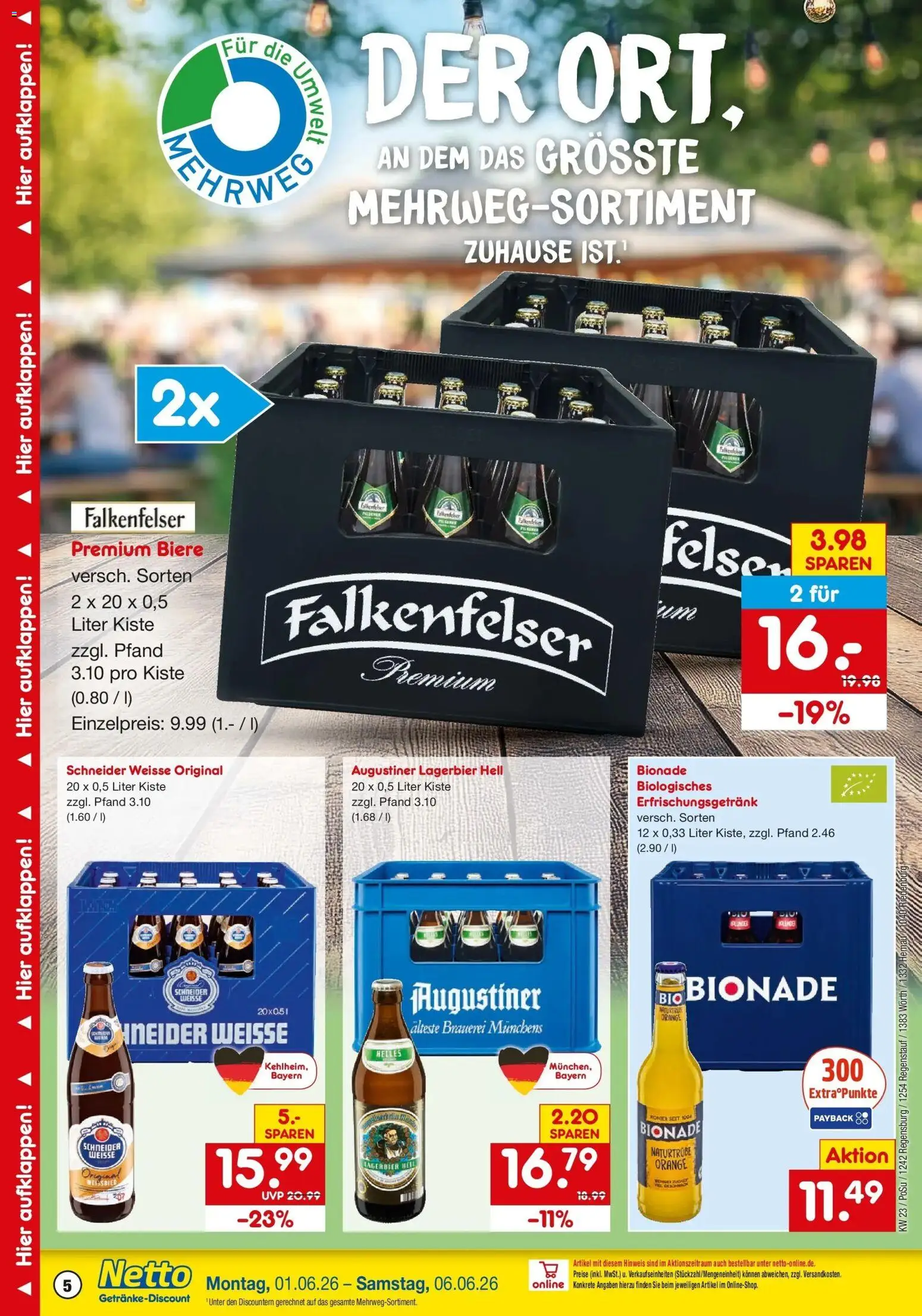 Netto Marken-Discount Prospekt Regenstauf – gültig ab 01.06.2026 | Seite: 5 | Produkte: Weißbier, Bionade