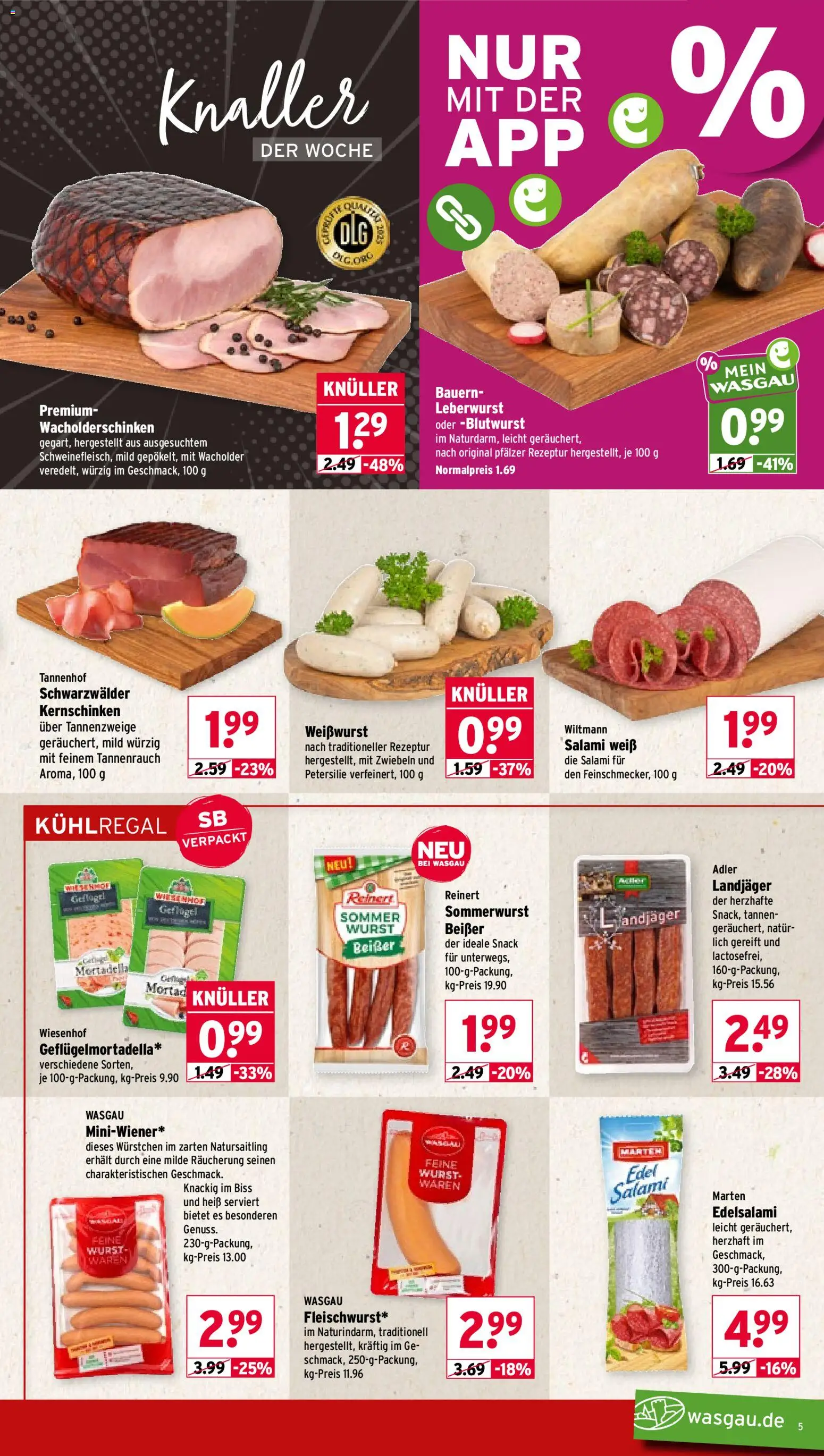 Wasgau Prospekt – gültig ab 19.10.2026 | Seite: 5 | Produkte: Weißwurst, Zwiebeln, Petersilie, Salami