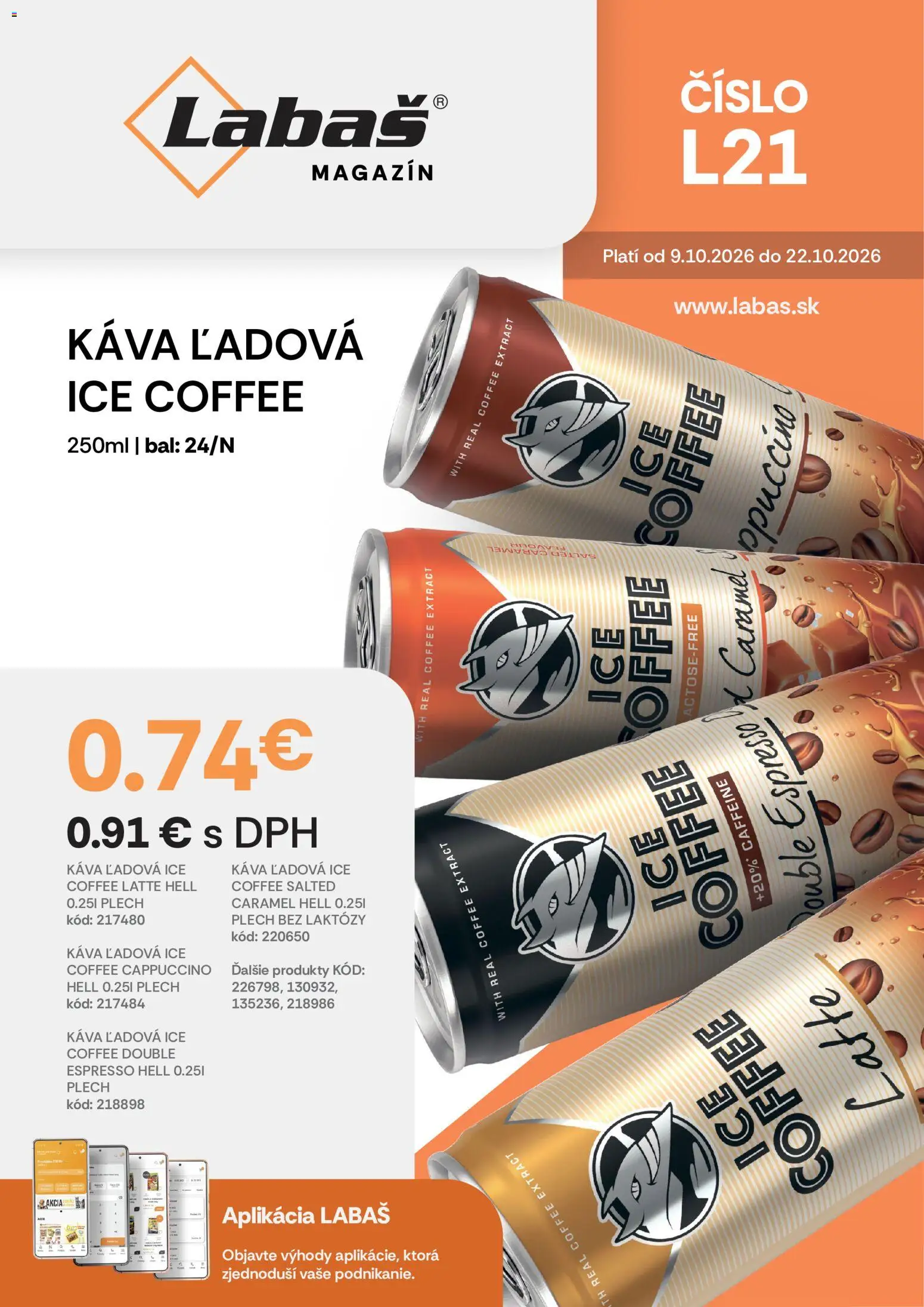 Nové Labaš akcie – leták je platný od 09.10.2026 | Strana: 40 | Produkty: Káva, Cappuccino
