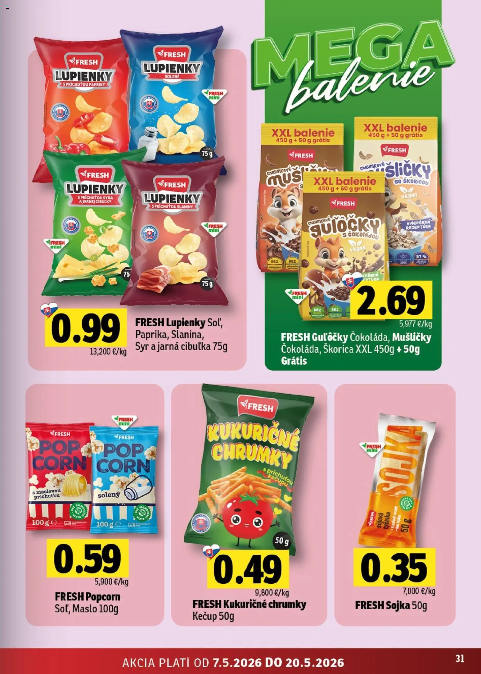 Nové Fresh akcie – leták je platný od 07.05.2026 | Strana: 31 | Produkty: Maslo, Jarná cibuľka, Syr, Kečup