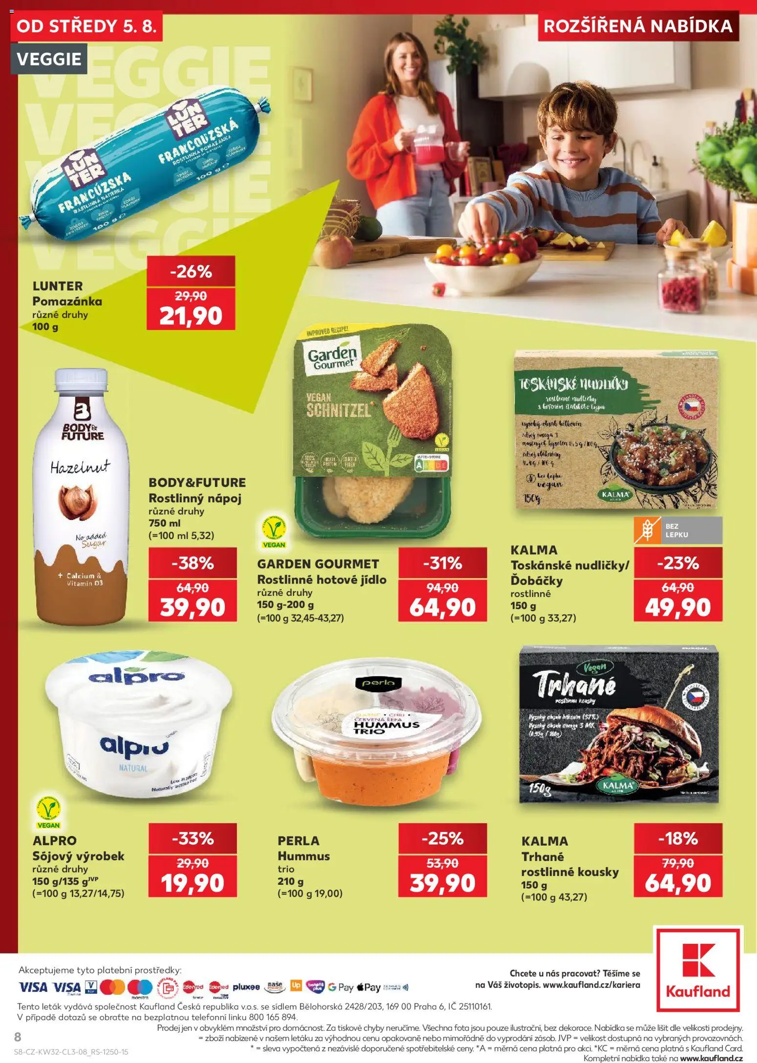 Kaufland leták - Plzeň od 05.08.2026 | Strana: 8 | Produkty: Veggie, Vegan, Pomazánka, Perla