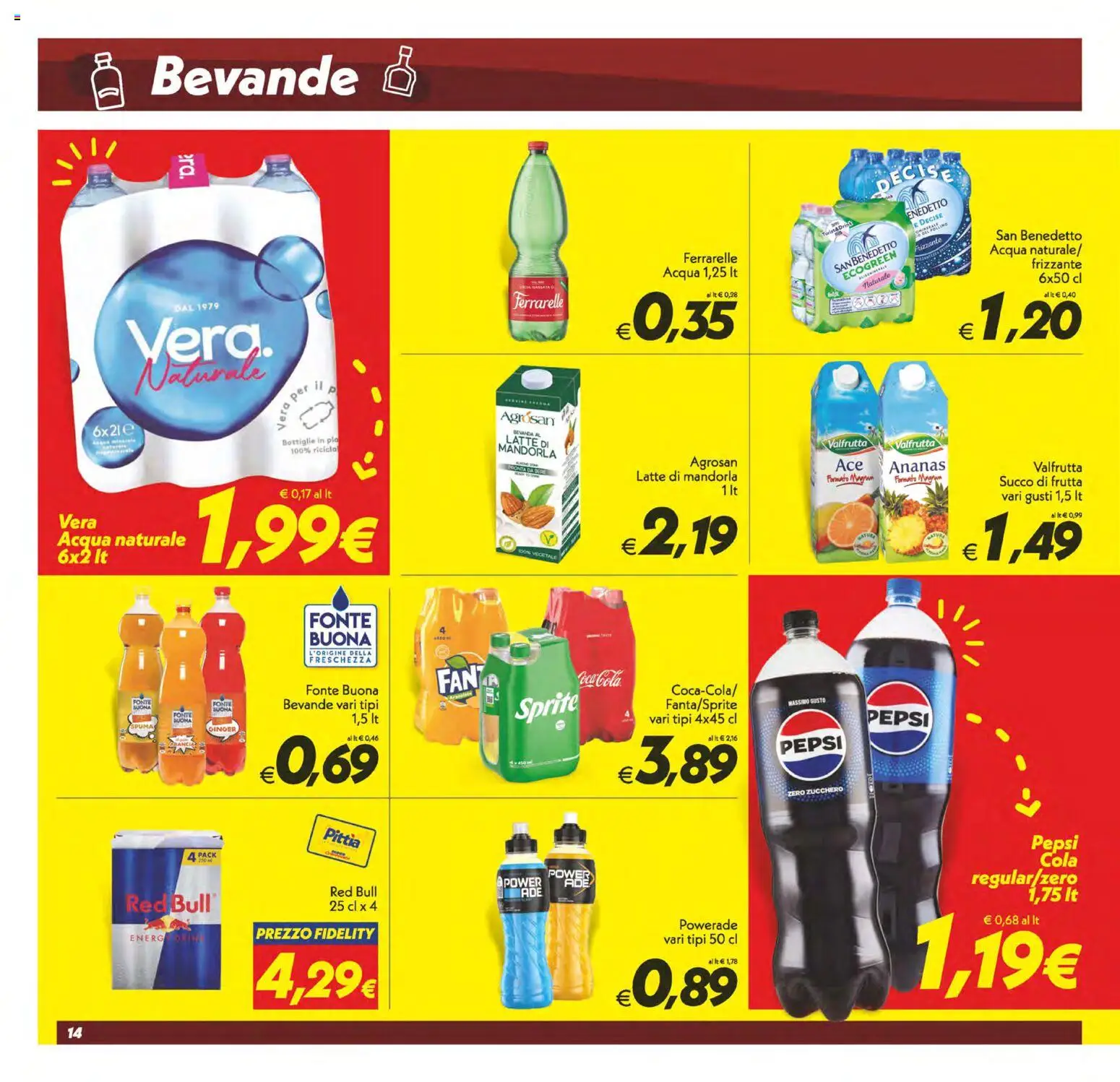 Volantino SuperConveniente del 11/09/2026 | Pagina: 14 | Prodotti: Succo, Red Bull, Pepsi, Sprite