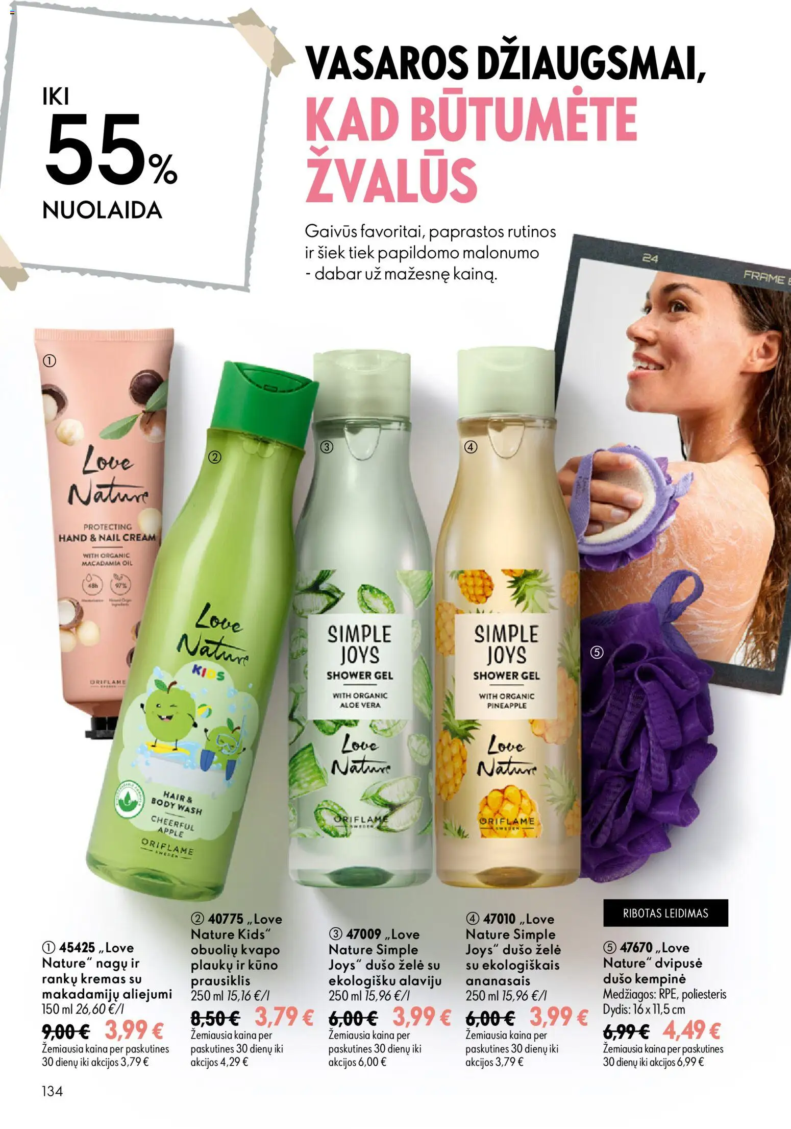 Oriflame akcijos nuo 2026.07.15 | Puslapis: 134 | Prekių: Kremas, Dušo želė, Prausiklis