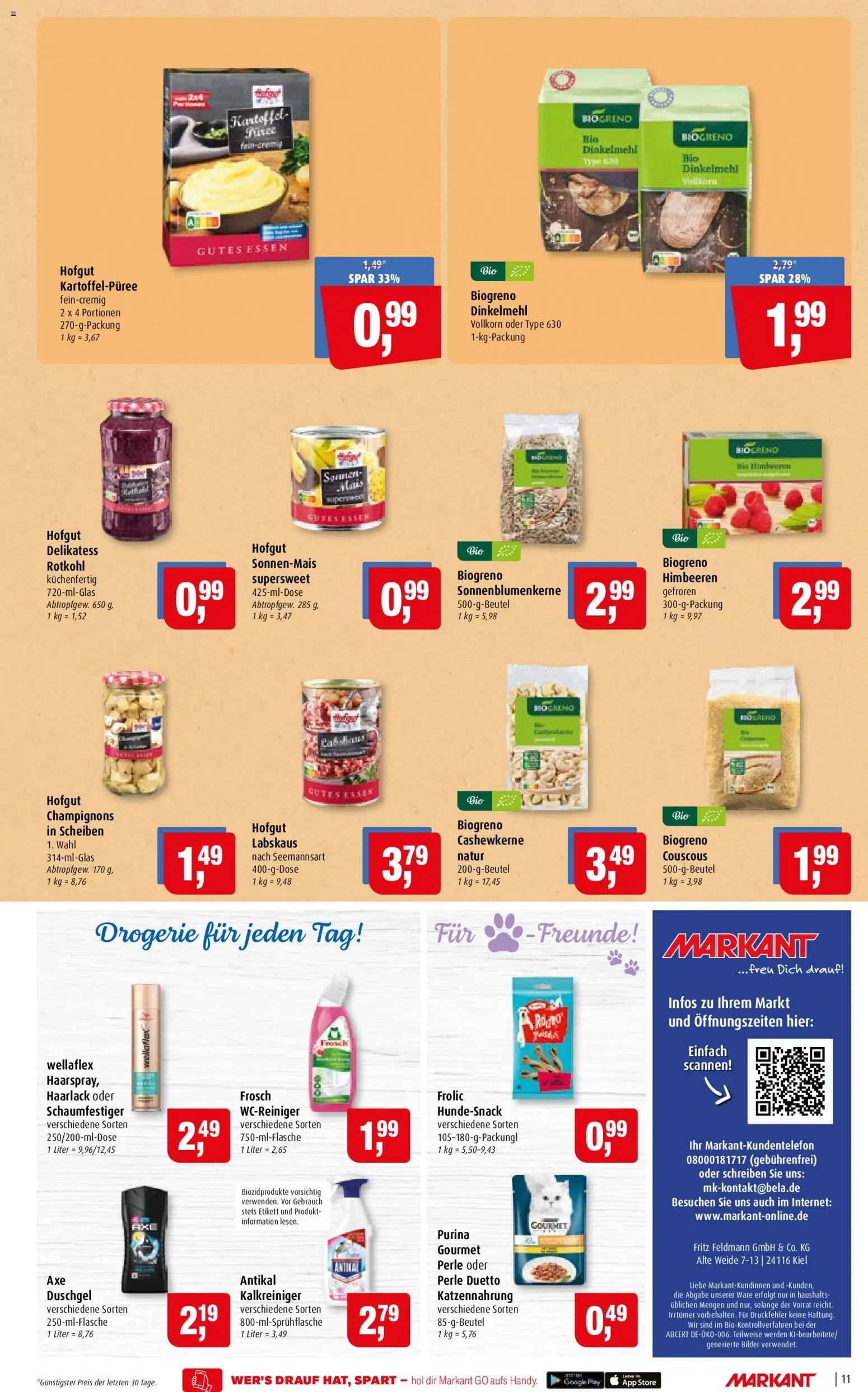 Markant Prospekt – gültig ab 28.09.2026 | Seite: 11 | Produkte: Himbeeren, Mais, Creme, Duschgel