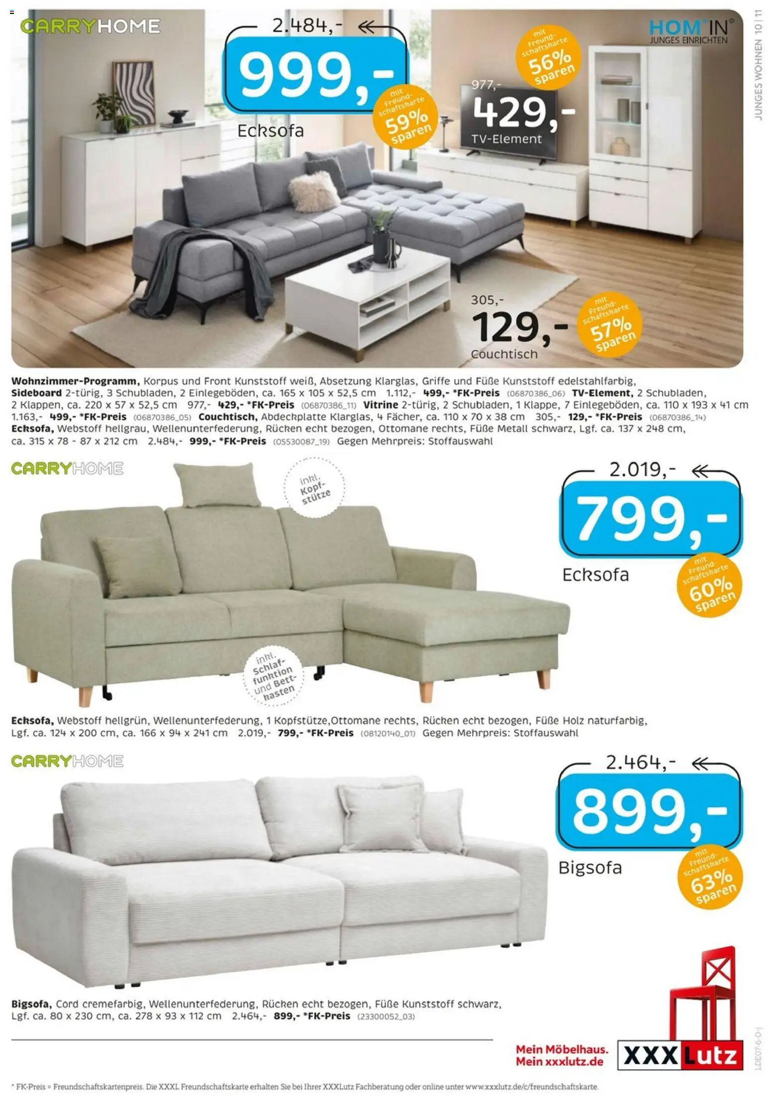 XXXLutz Junges Wohnen – gültig ab 27.06.2026 | Seite: 11 | Produkte: Sideboard, Bigsofa, Bett, Couchtisch