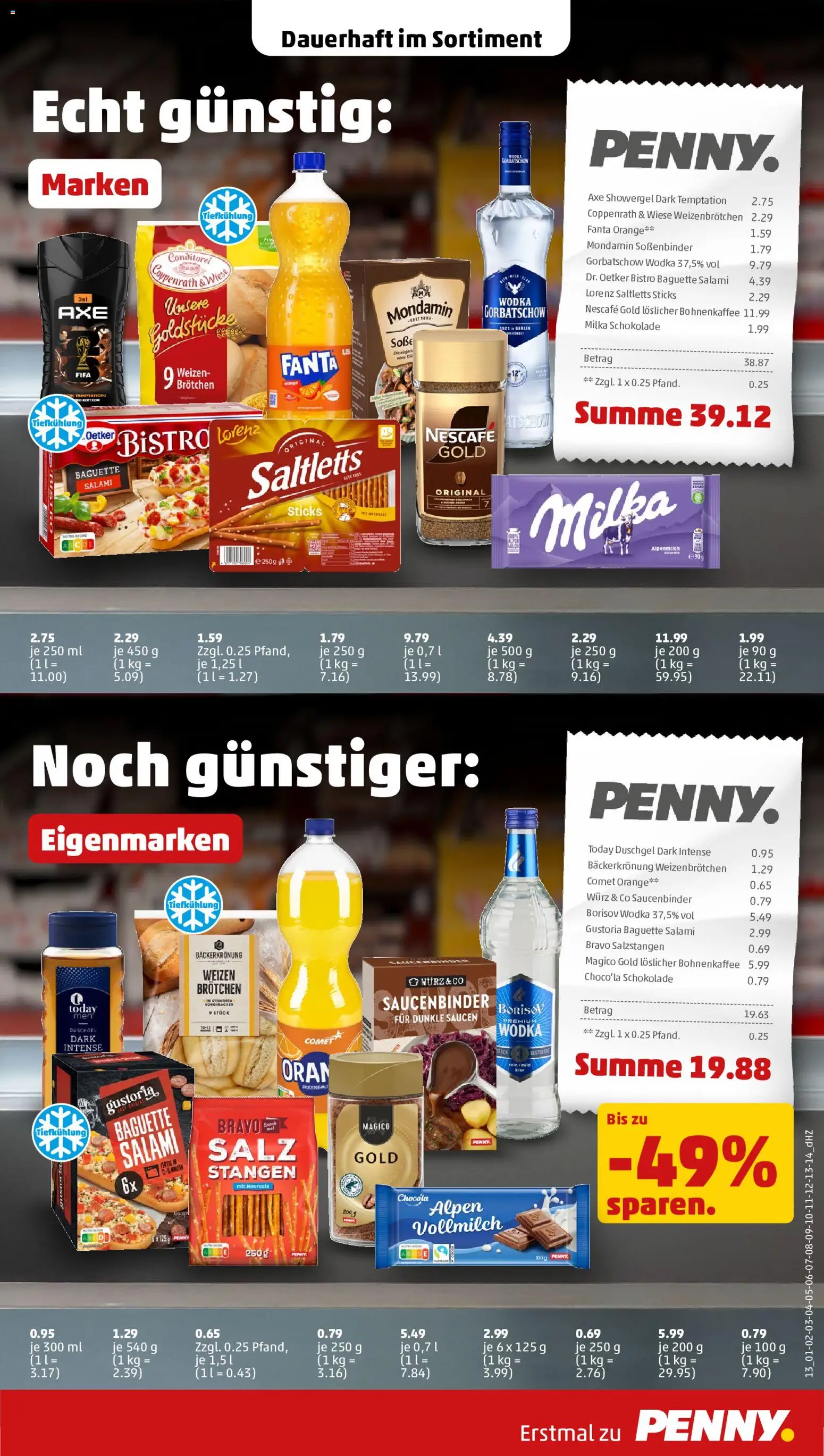 Penny Prospekt – gültig ab 27.07.2026 | Seite: 17 | Produkte: Baguette, Duschgel, Salami, Vodka