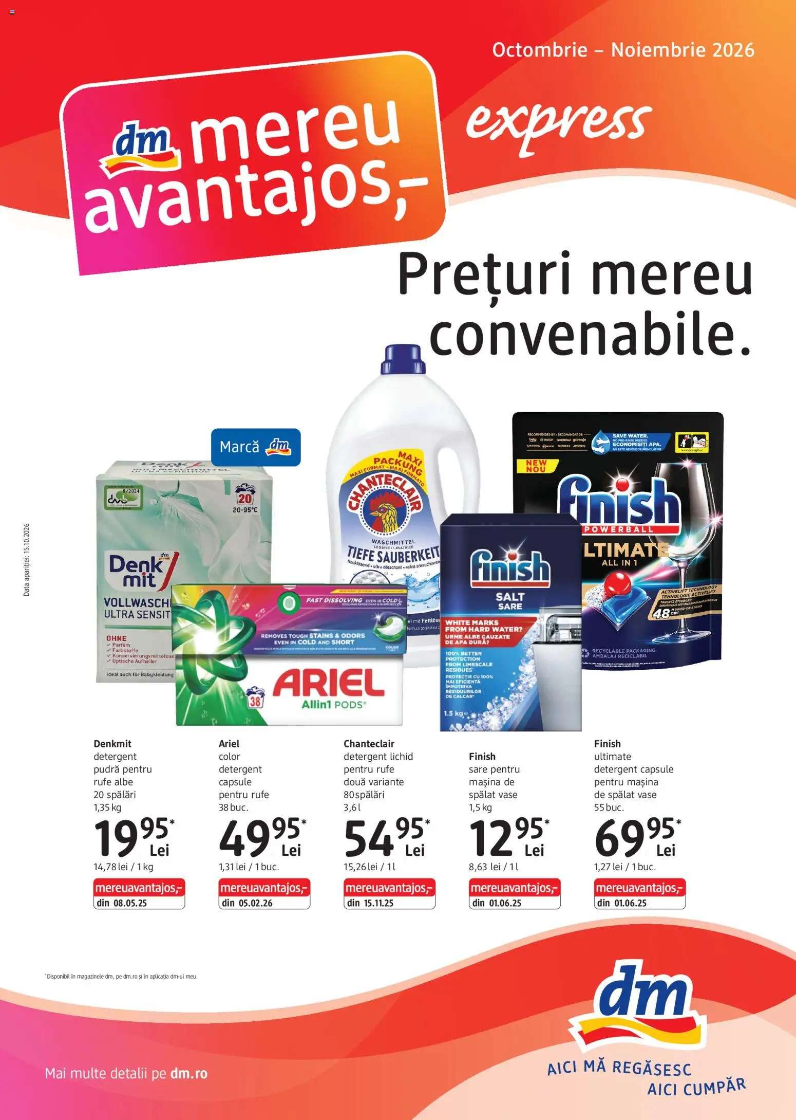 Noul catalog DM drogeriemarkt – valabil de la 15.10.2026 | Pagină: 1 | Produse: Detergent Capsule, Parfum, Pudră, Sare