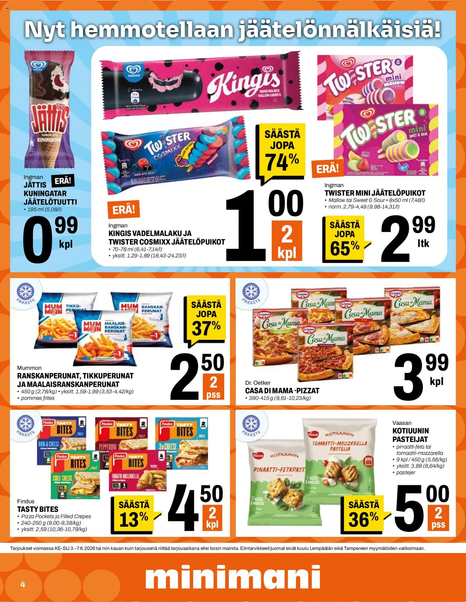 Minimani tarjoukset – voimassa 03.06.2026 alkaen | Sivu: 4 | Tuotteet: Chili, Pizza