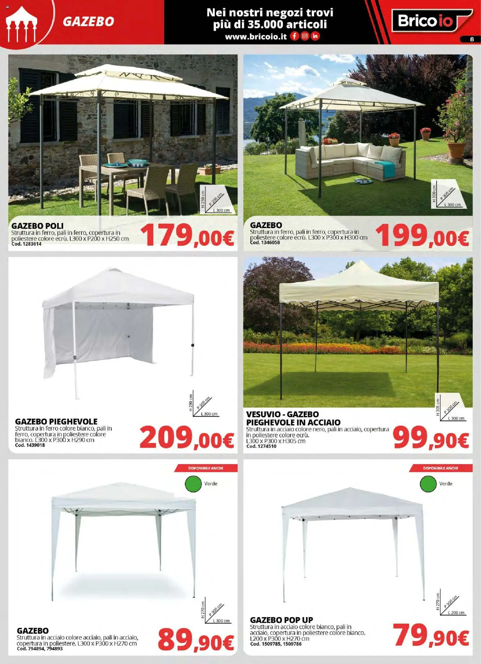 Volantino Brico io del 30.03.2026 | Pagina: 8 | Prodotti: Gazebo