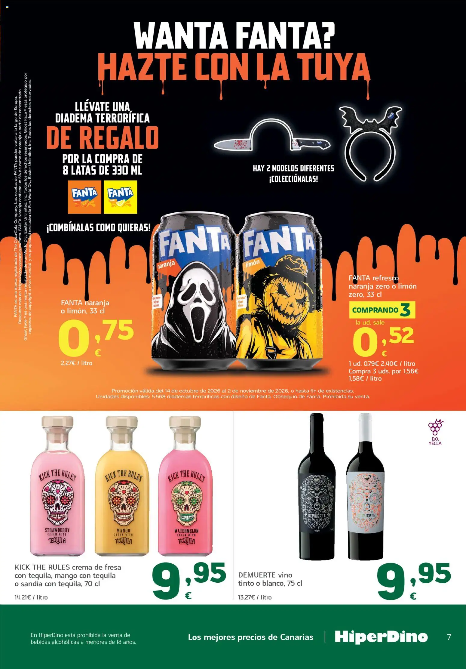HiperDino Halloween │ válido desde el 13/10/2026 | Página: 7 | Productos: Tequila, Fanta, Mango, Zumo de naranja