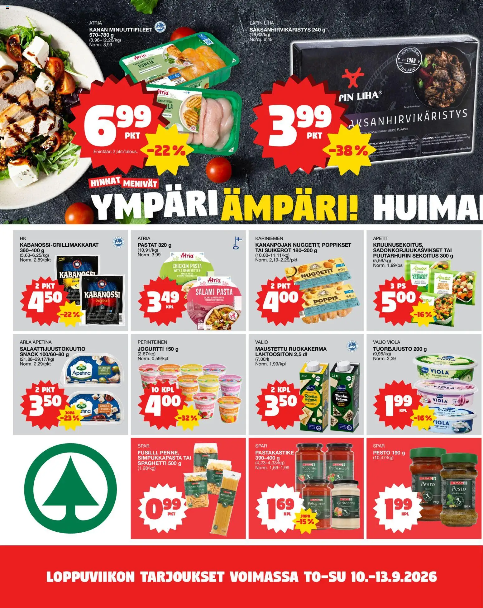 Tokmanni - Ruokasanomat – voimassa 10/09/2026 alkaen | Sivu: 2 | Tuotteet: Jogurtti, Pesto, Kerma, Liha