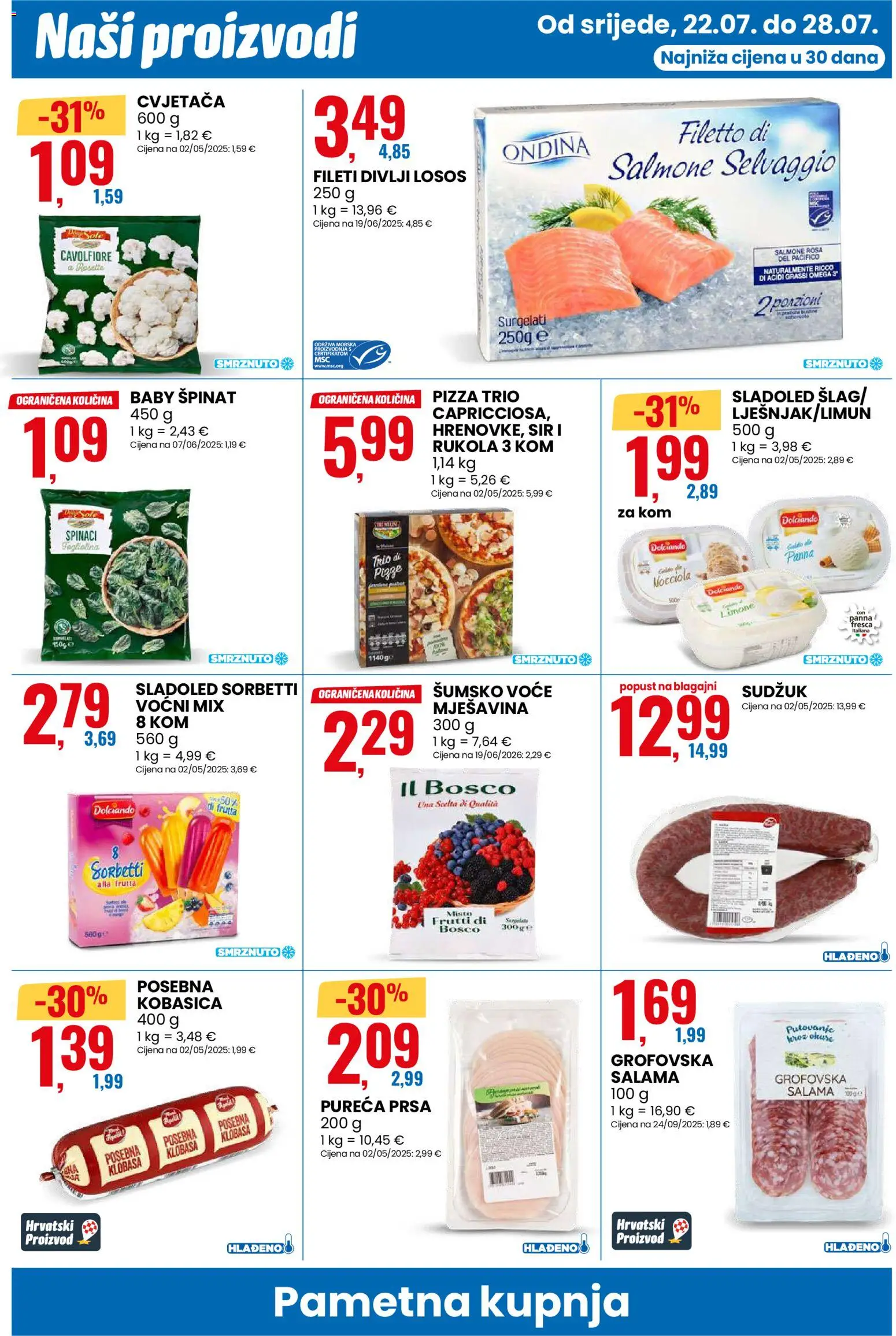 Eurospin katalog | vrijedi od 22.07.2026 | Stranica: 2 | Proizvodi: Špinat, Sir, Sladoled, Limun